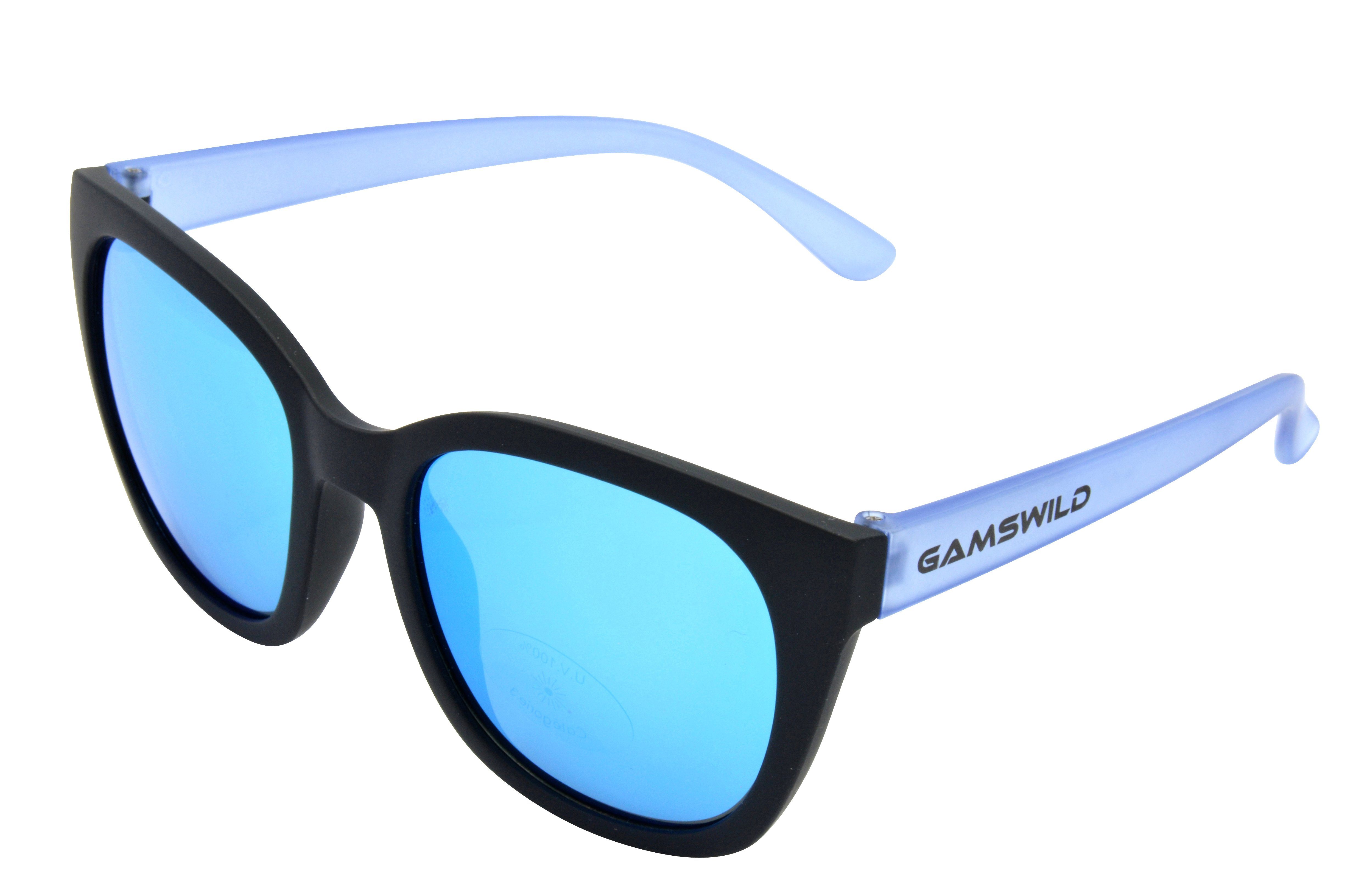 Gamswild Sonnenbrille Mädchen WJ7517 Damen 8-18 Unisex, GAMSKIDS blau, Jahre kids Jugendbrille halbtransparenter pink, grau Rahmen Kinderbrille