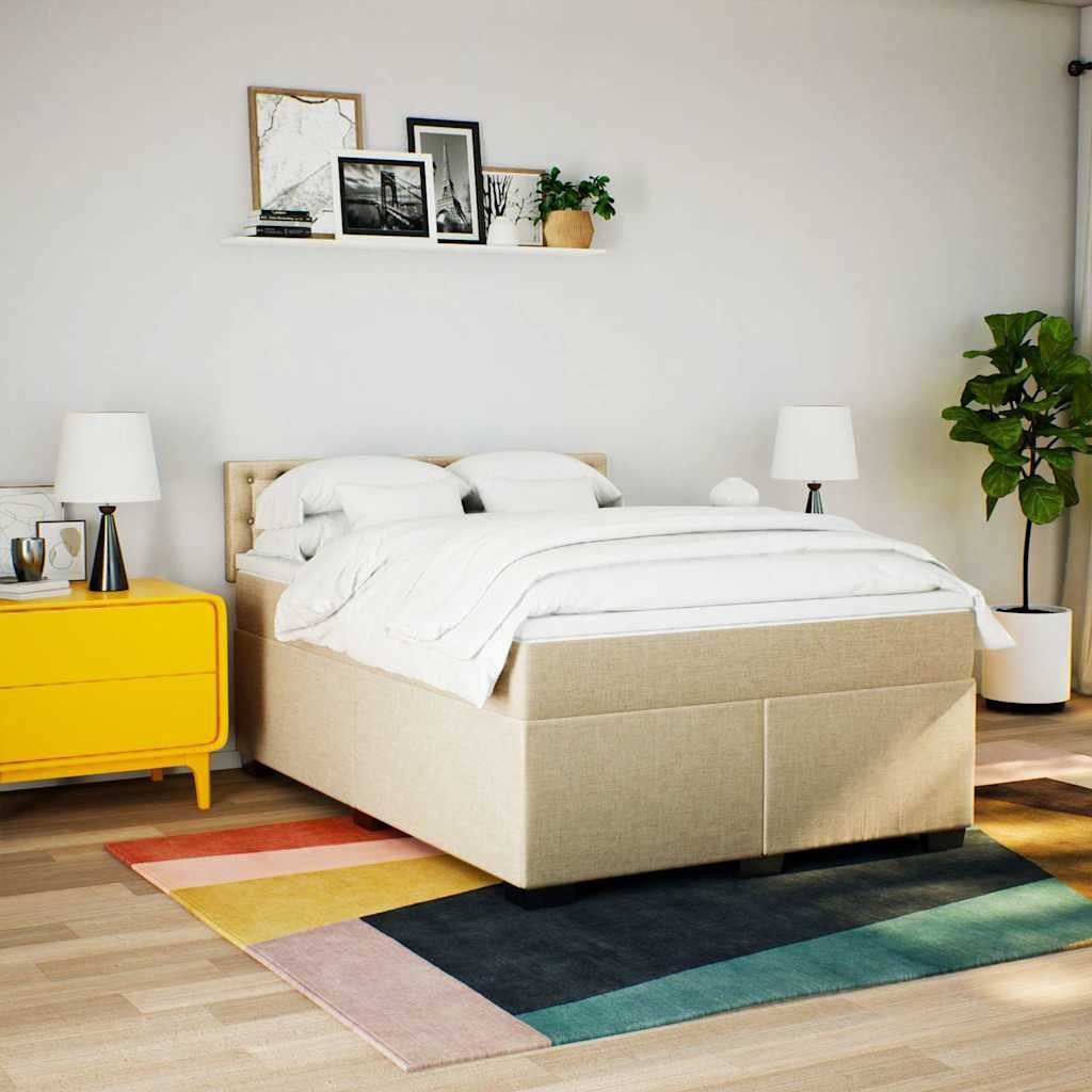 vidaXL Bett Boxspringbett mit Matratze Creme günstig online kaufen