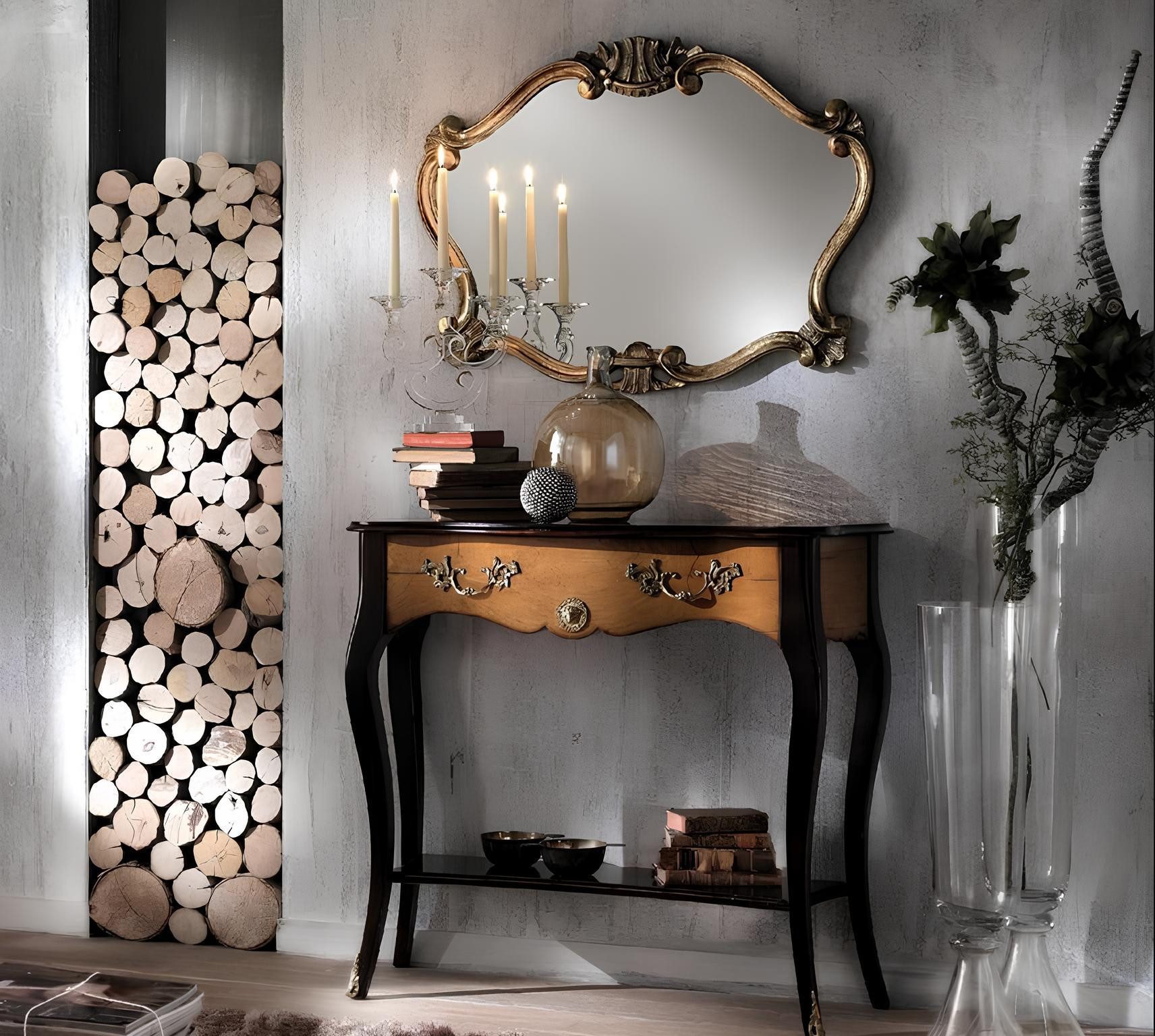 Konsolentisch Konsole Tisch Möbel Barock Stil Spiegel Holz Italienisch Tische Gruppe