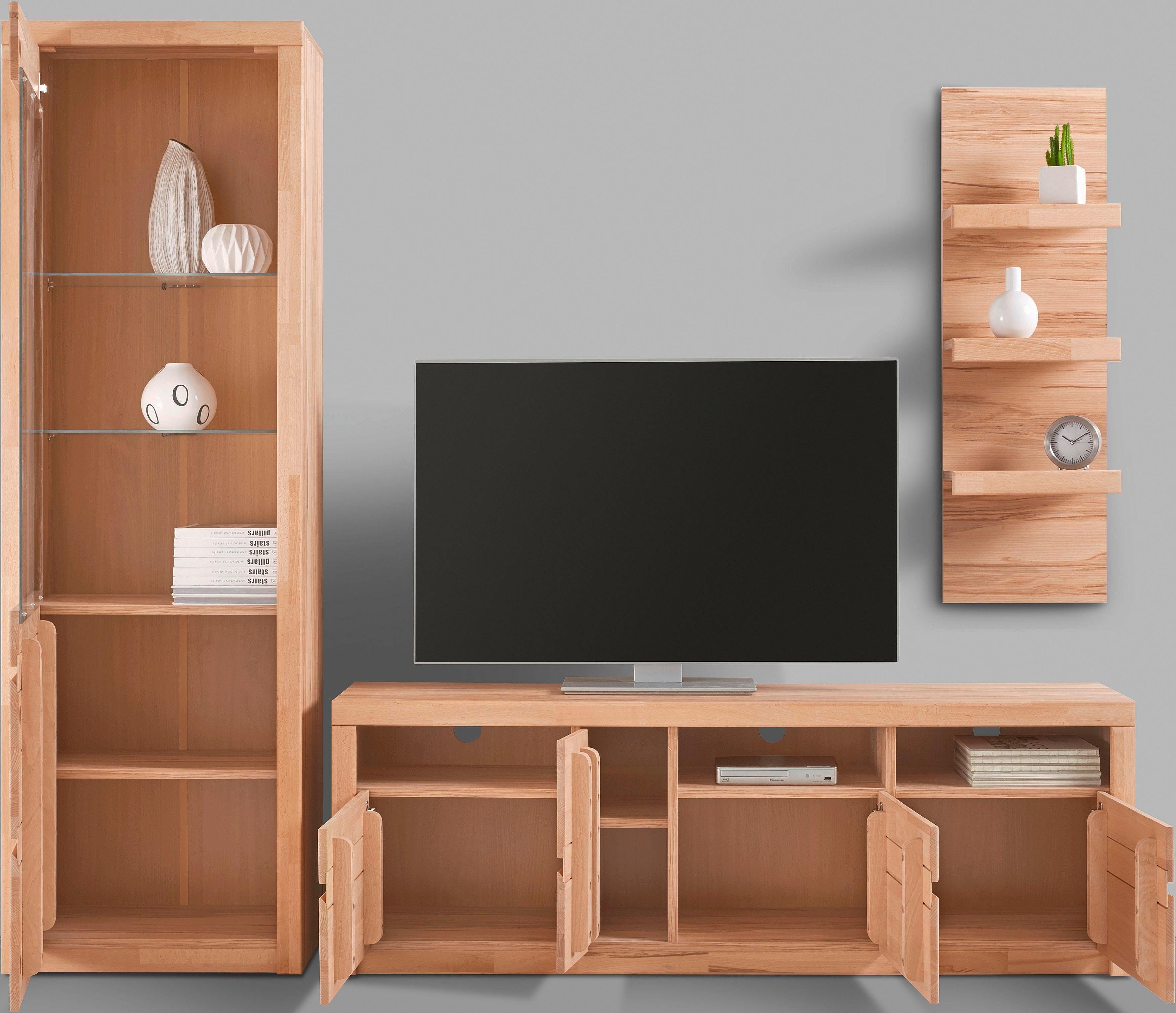 OTTO home Wohnwand Silkeborg, (Set, 3-St), teilmassives Holz
