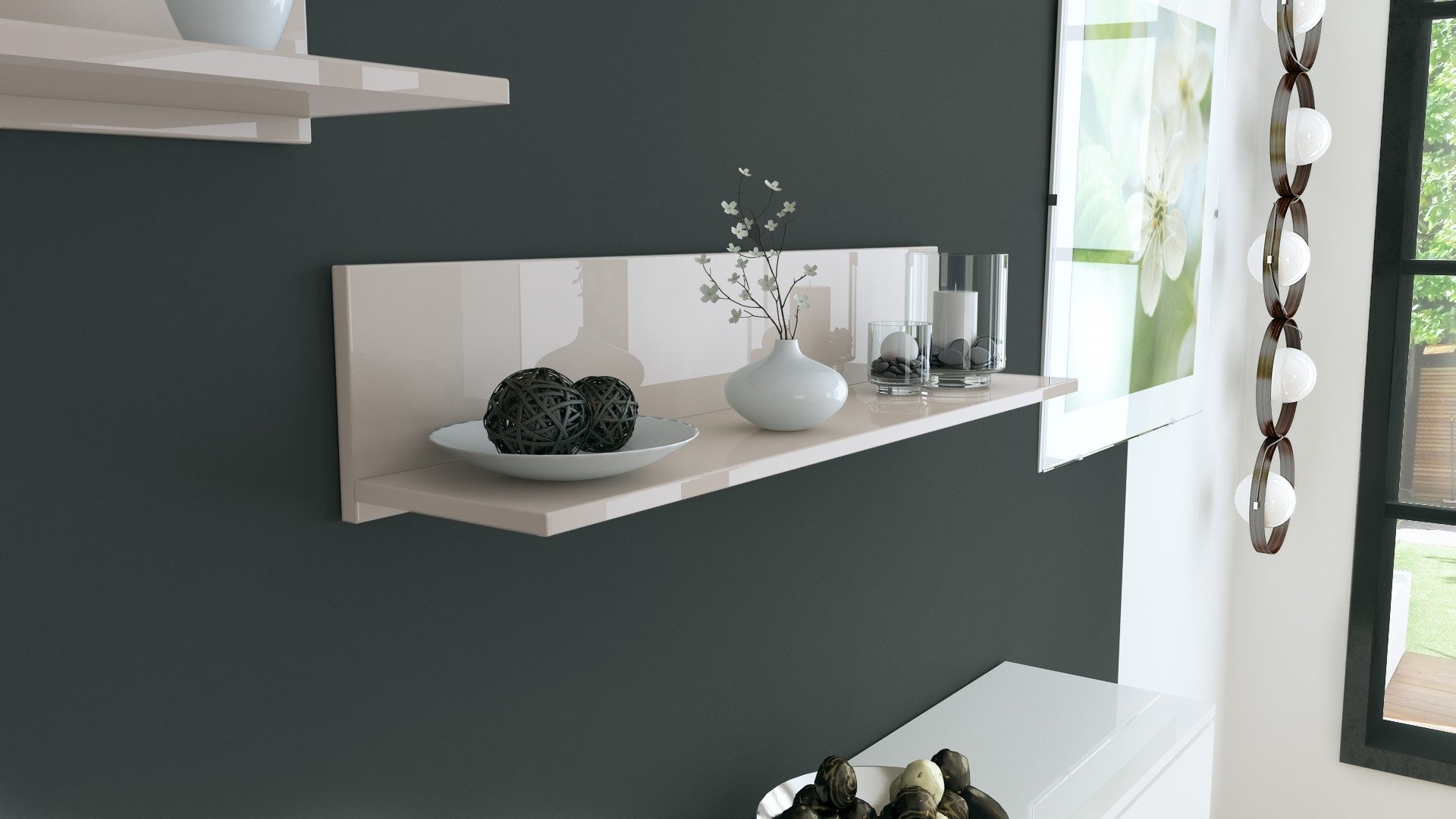 Vladon Wandregal Skadu, Schweberegal, Sandgrau Hochglanz (97,5 x 18,5 x 18, günstig online kaufen