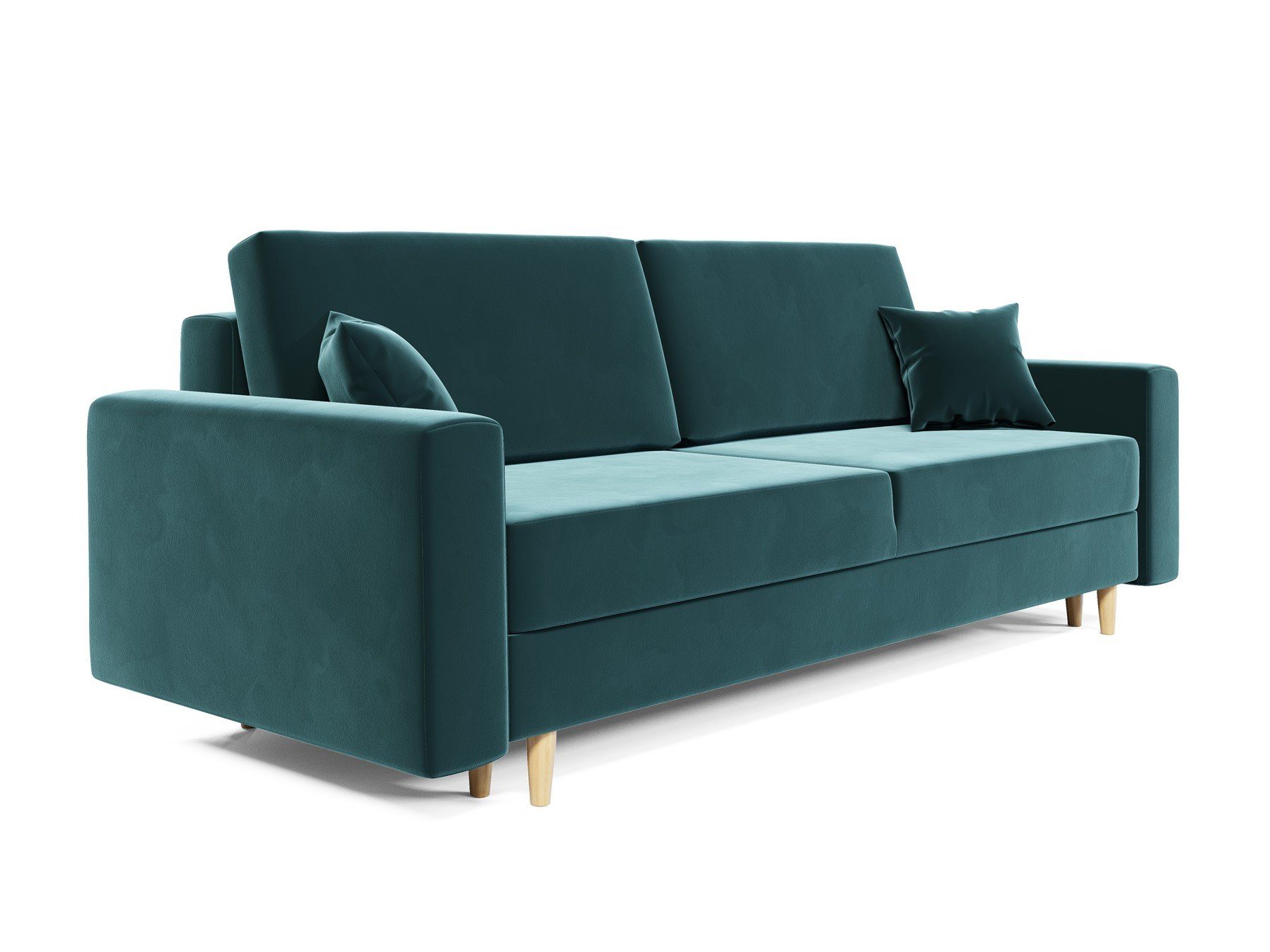 Style Schlafsofa Schlaffunktion, Designersofa BELLA Rundumbezug, Fun 60er mit Sofa Flaschengrün 3-Sitzer Möbel