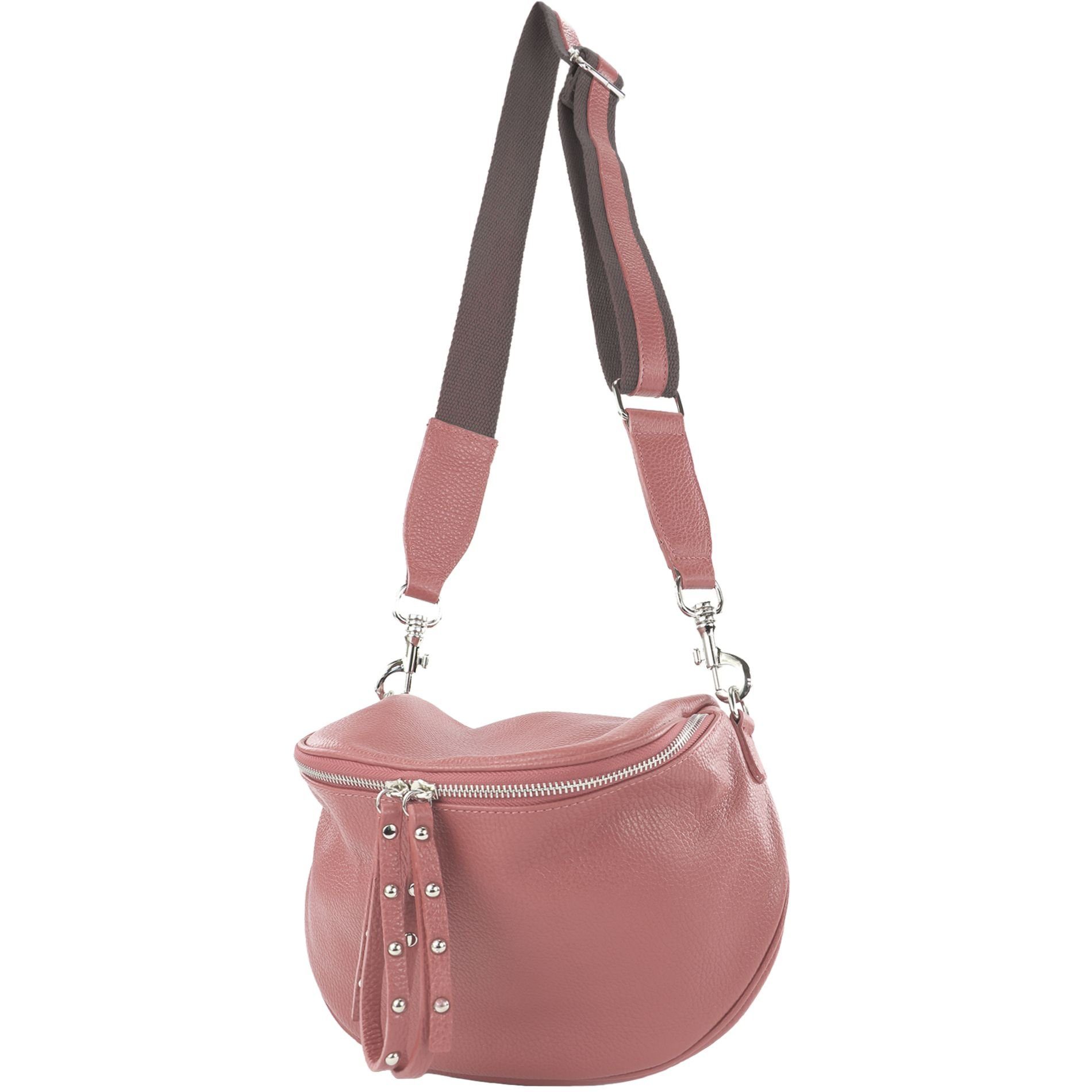 【Mode】 modamoda de Schultertasche in Italy T236, Handmade Echtleder Altrosa