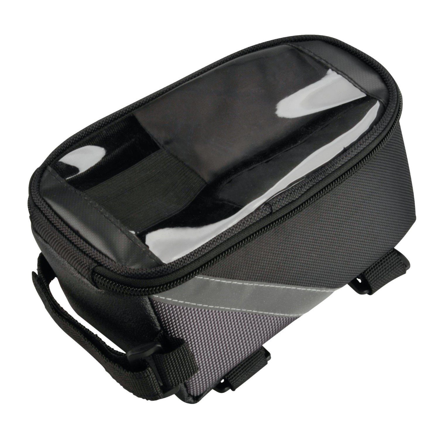 FISCHER Fahrrad Fahrradtasche Oberrohrtasche mit Handy-Halterung als Navi, Fahrrad-Tasche als Rahmentasche, Halter mit Touchscreen-Schutzfolie