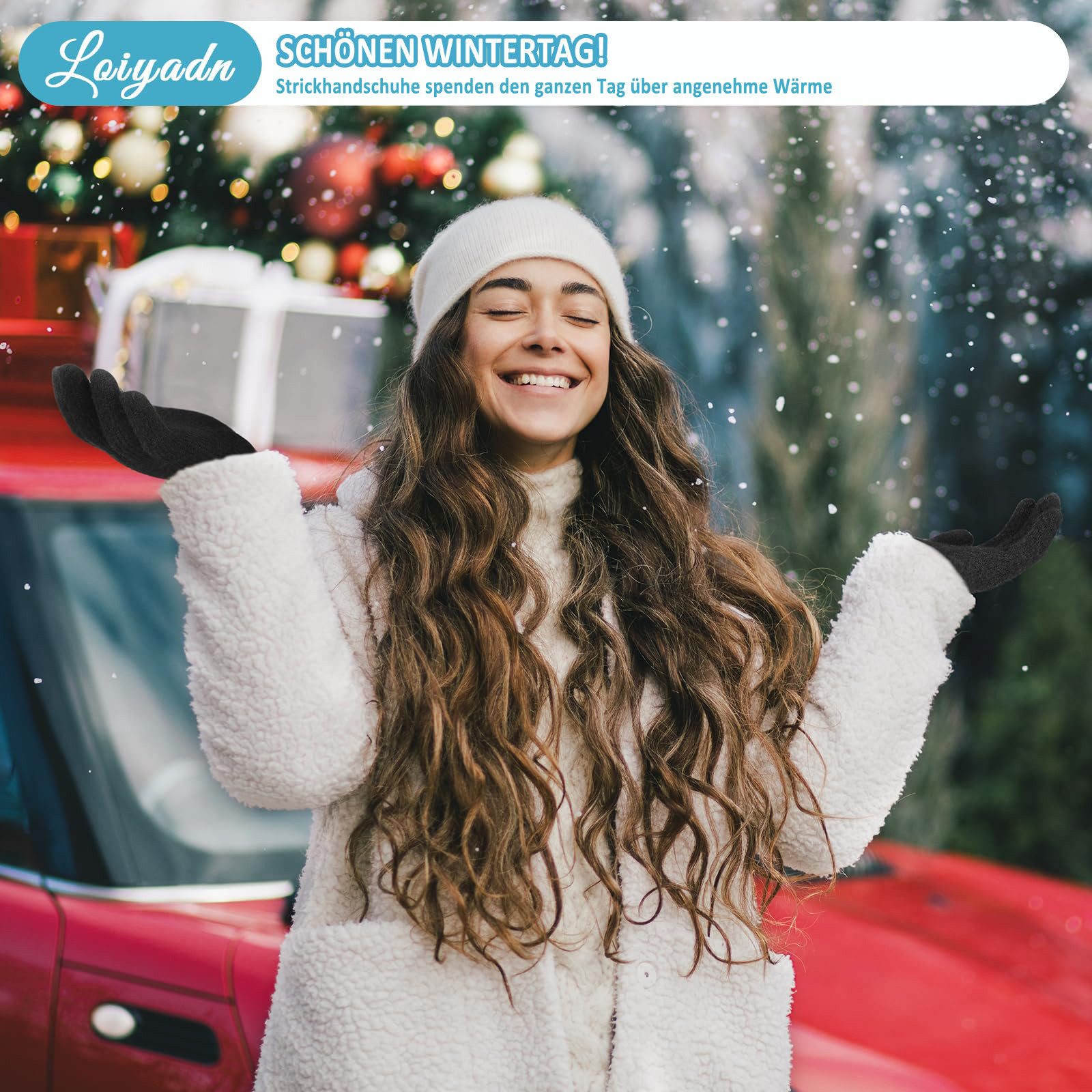 Bextsrack Strickhandschuhe Unisex Winter Touchscreen-Handschuhe, Strick-Winterhandschuhe, ideal für Laufen, Fahren und Wandern