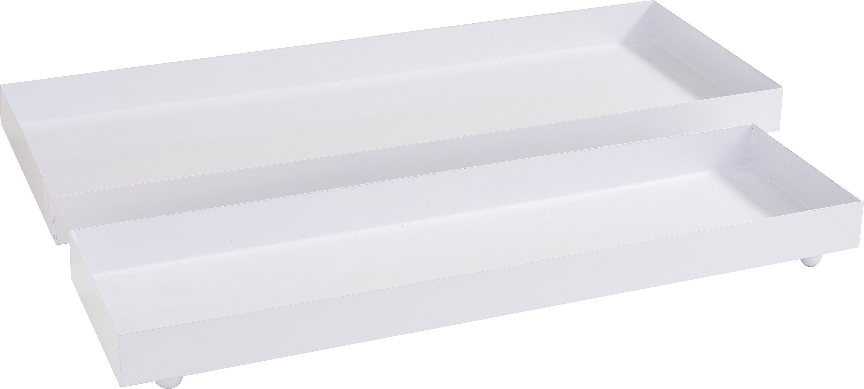 Dekotablett Metall-Tablett, rechteckig, 2er-Set weiß