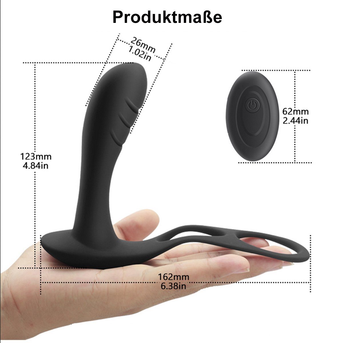 Schwarz Männer Remote mit - Analvibrator verschiedene ergonomischer Fernbedienung Anal wiederaufladbar), USB über Prostata mit Control Anal und Vibrationsmodi, Penisring Hodenring, für Vibrator (10 TPFSecret Vibrator