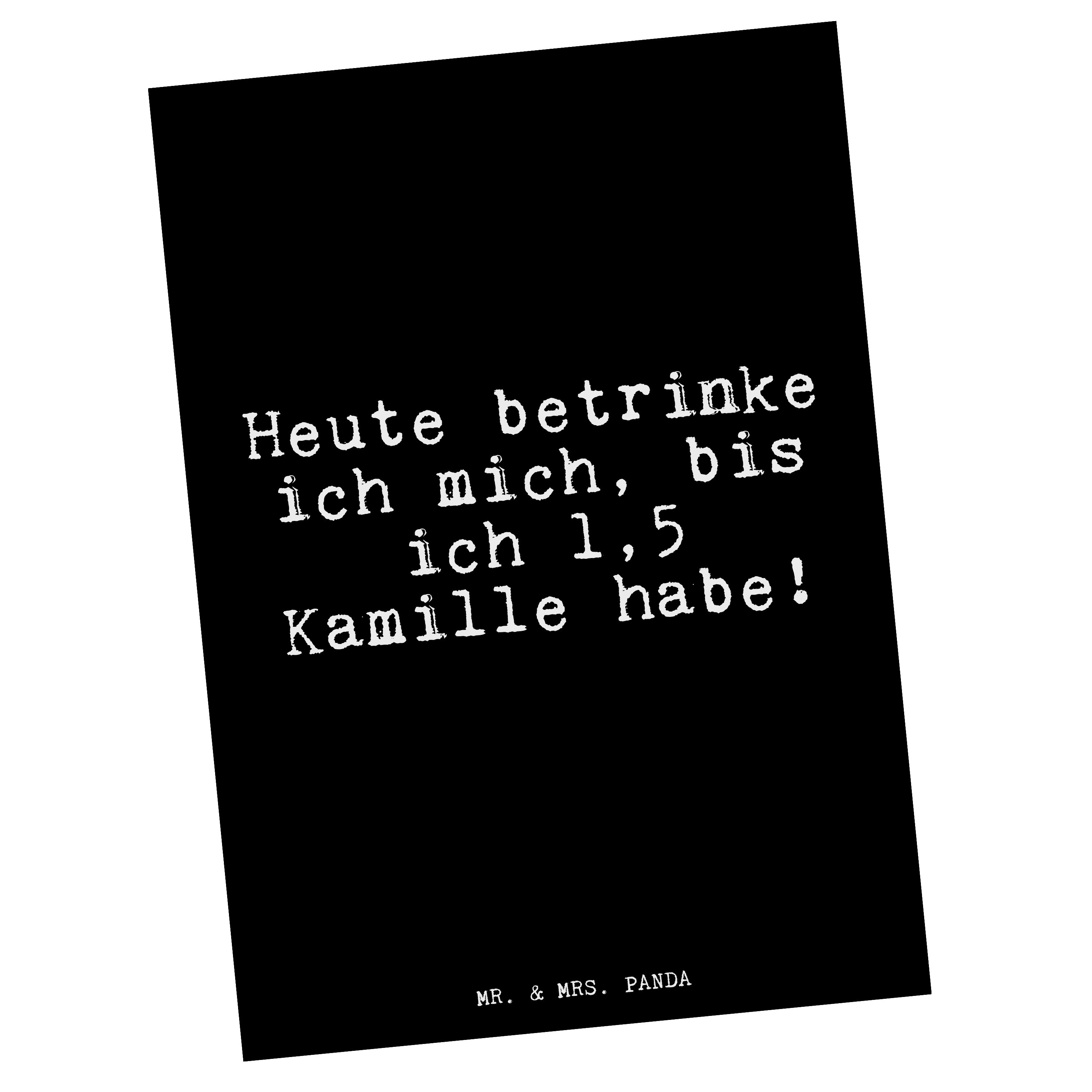 Mr. & Mrs. Panda Postkarte »Heute betrinke ich mich,... Schwarz