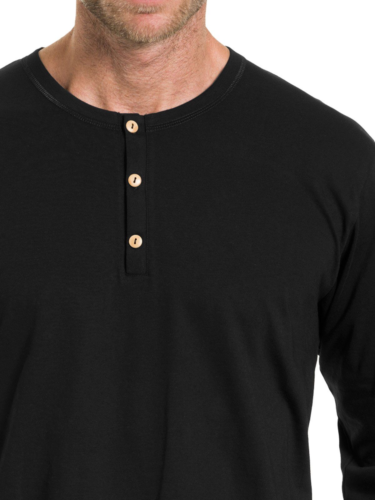 (Stück, Bio Unterhemd KUMPF schwarz Herren Markenqualität Cotton langarm hohe Shirt 1-St)