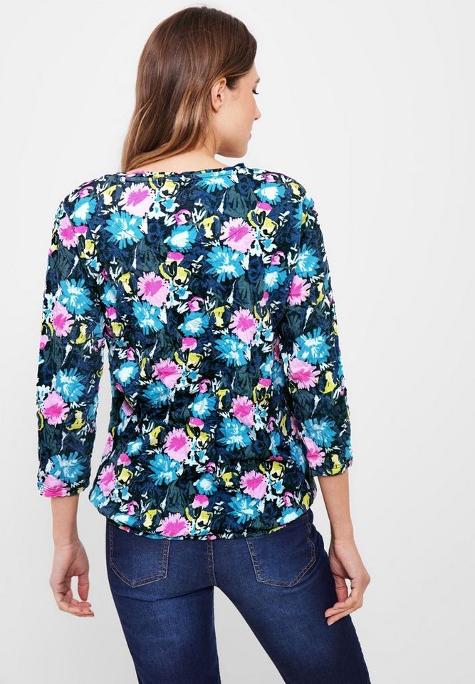 Cecil 3/4-Arm-Shirt mit Blumenprint, Crash Optik