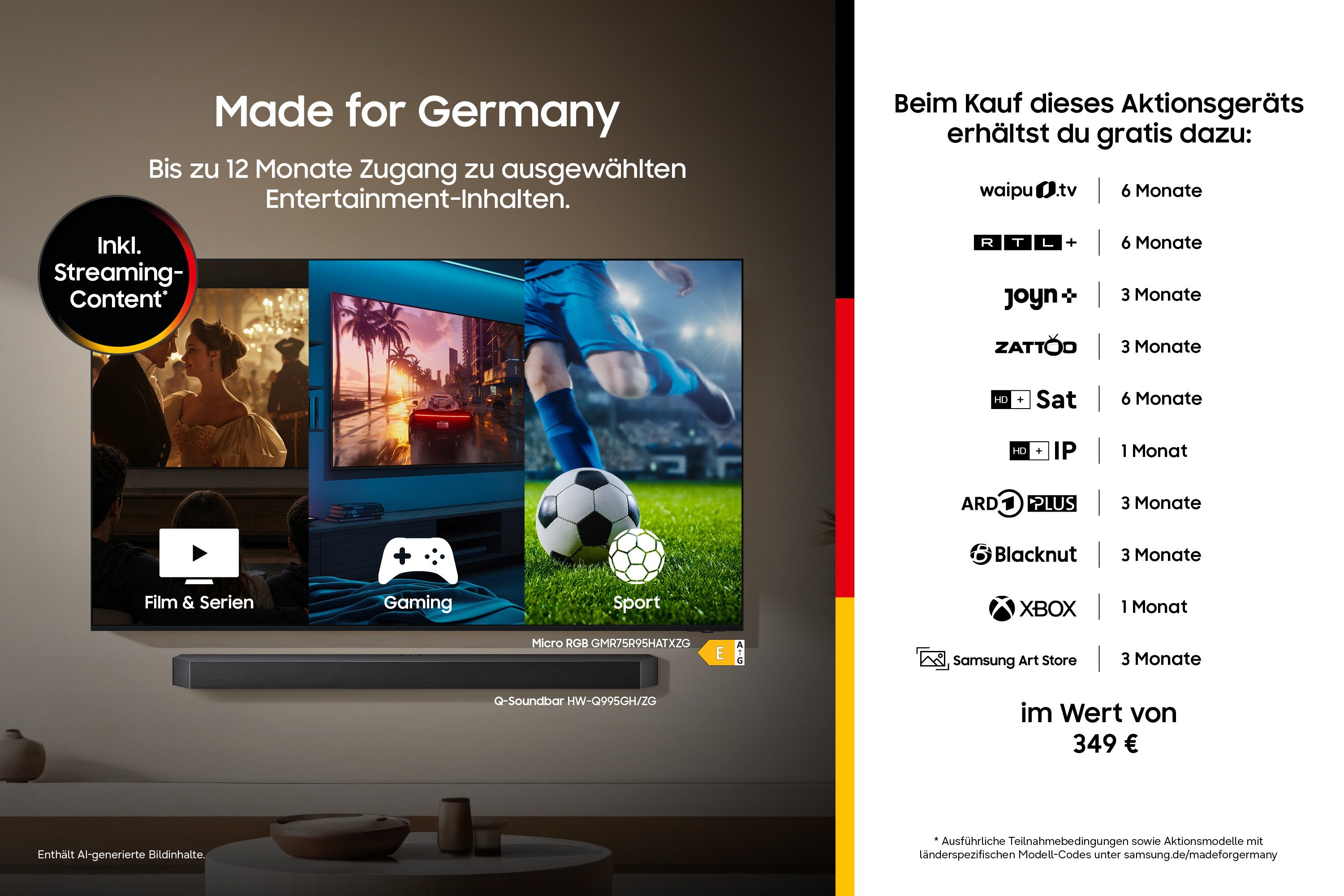 Samsung GU85M80HAU Mini-LED-Fernseher (214 cm/85 Zoll, 4K Ultra HD, Smart-TV, Mini-LED HDR, Motion Xcelerator 144 Hz, AI Fußballmodus, Dynamik Sound)