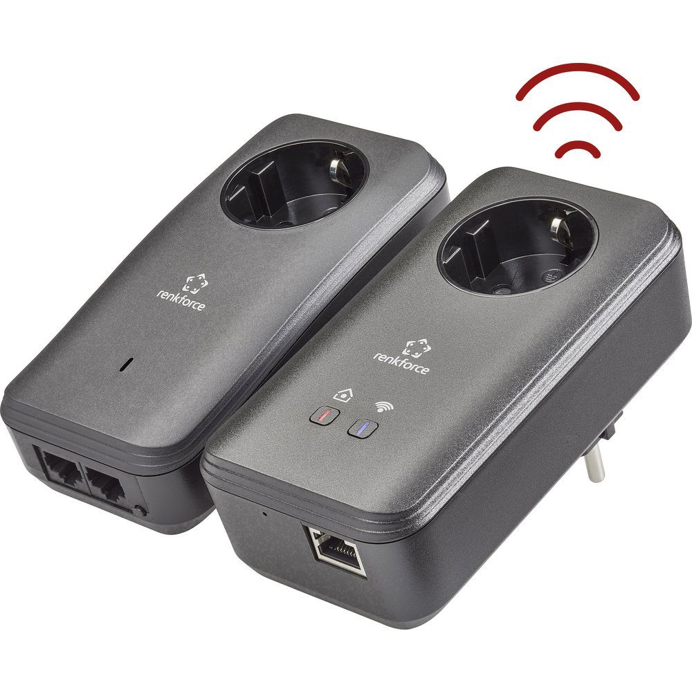 Renkforce Renkforce PL600D WiFi Powerline WLAN Starter Kit RF-3385554 500 MBit Reichweitenverstärker