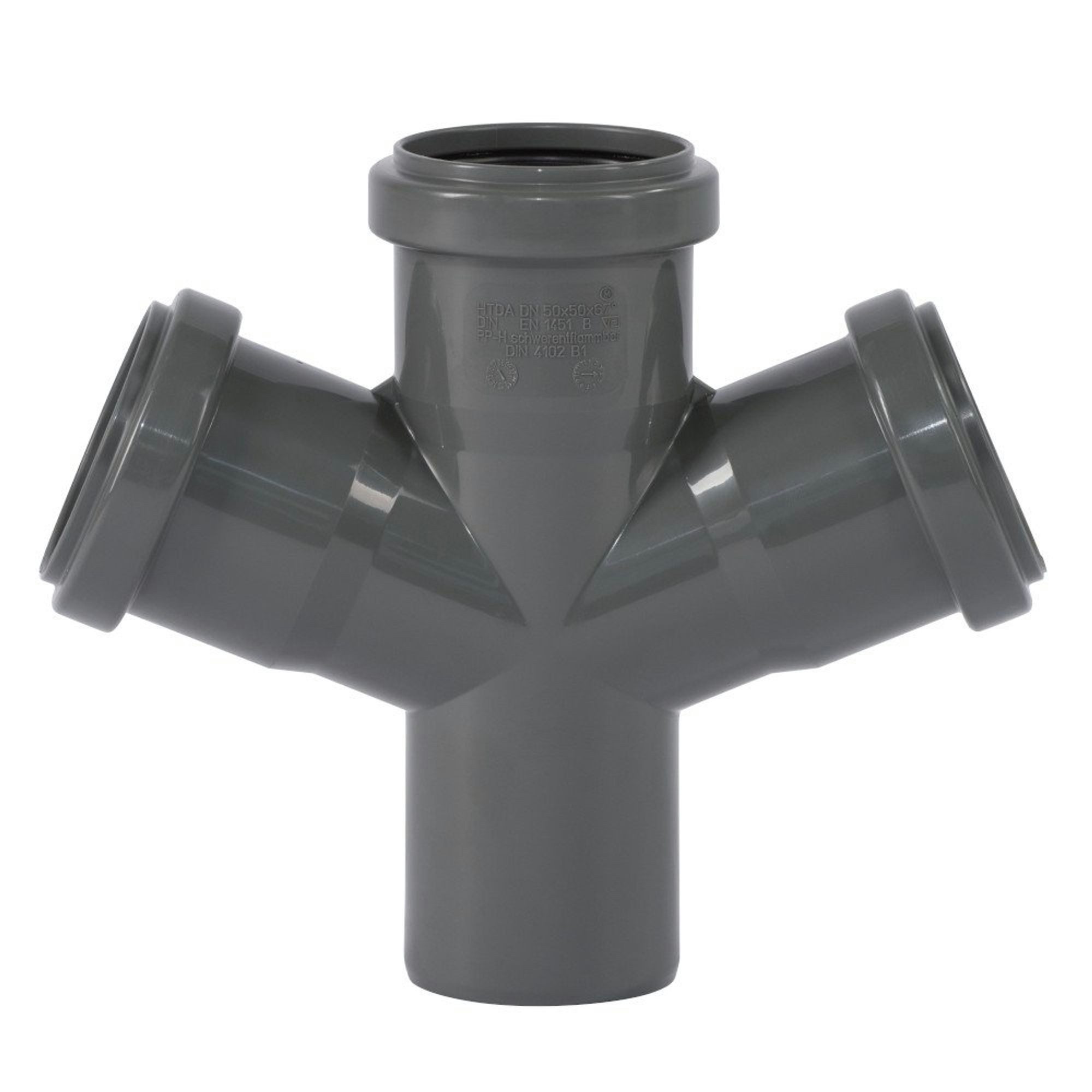 KLASEBO® Rohrverbinder HT Rohr 50, HT Abzweig 50 mm, Doppelabzweig 67 Grad