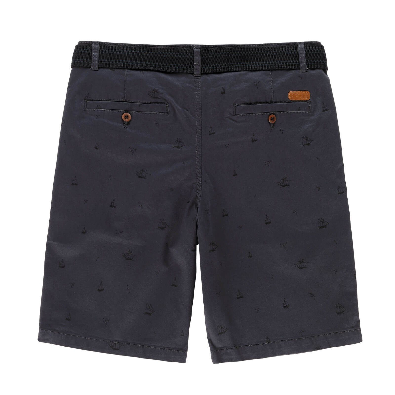 Leitfeuer Bermudas 20673 Herren Shorts mit maritimen Print - Kurze Hose mit geflochtenem Gürtel