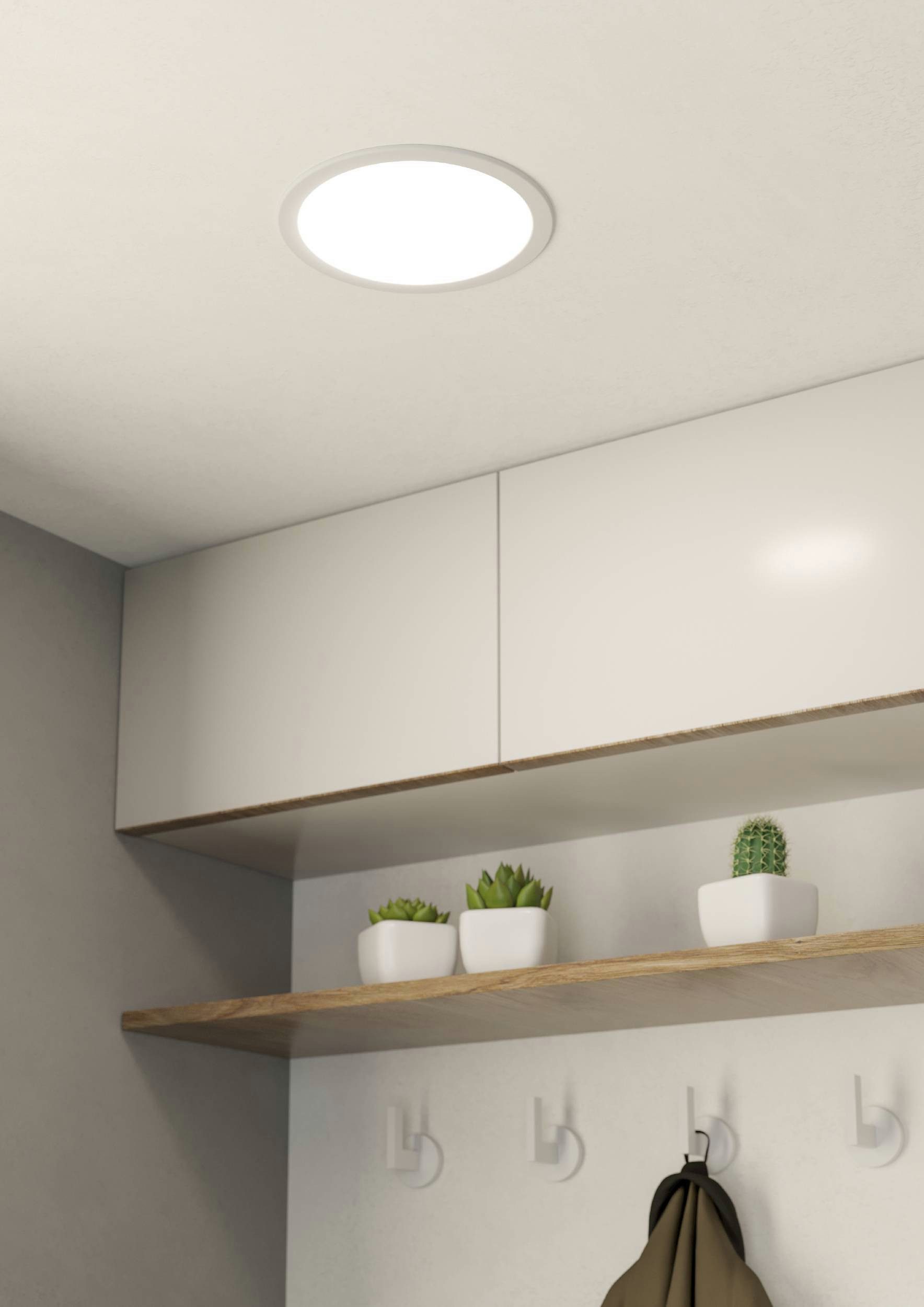 EGLO Einbauleuchte Fueva 5 Einbaustrahler, Stahl und Kunststoff, Einbauspot, Einbaulampe, LED fest integriert, Warmweiß, Einbauleuchte - Ø21,6 x ET26 cm - weiß - 17W inkl.