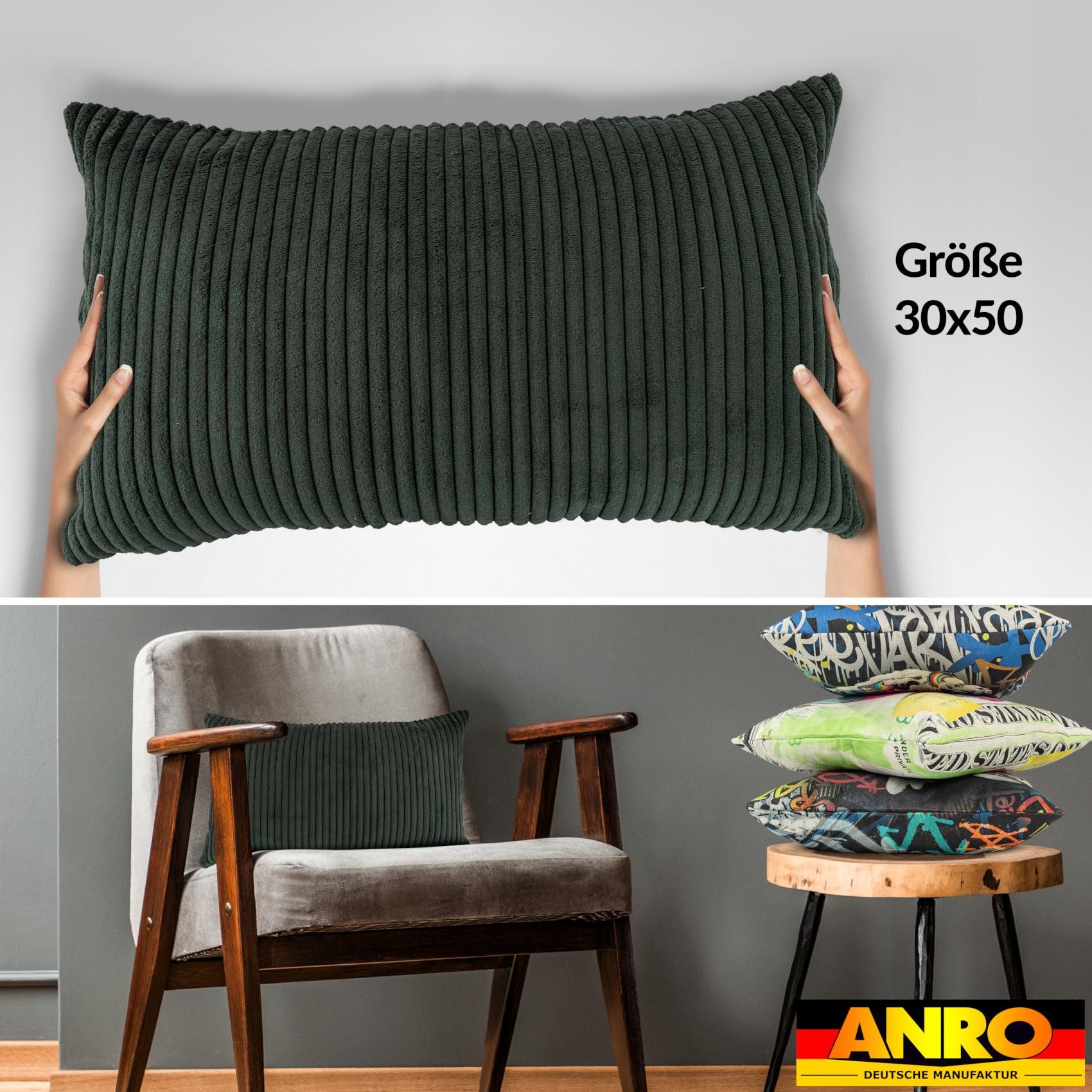 ANRO Dekokissen Kissenhülle MIT oder OHNE Füllung Kissenbezug Zierkissen, Kissenhülle in 30x50cm ohne Füllung Grün – Bild 4 von 5