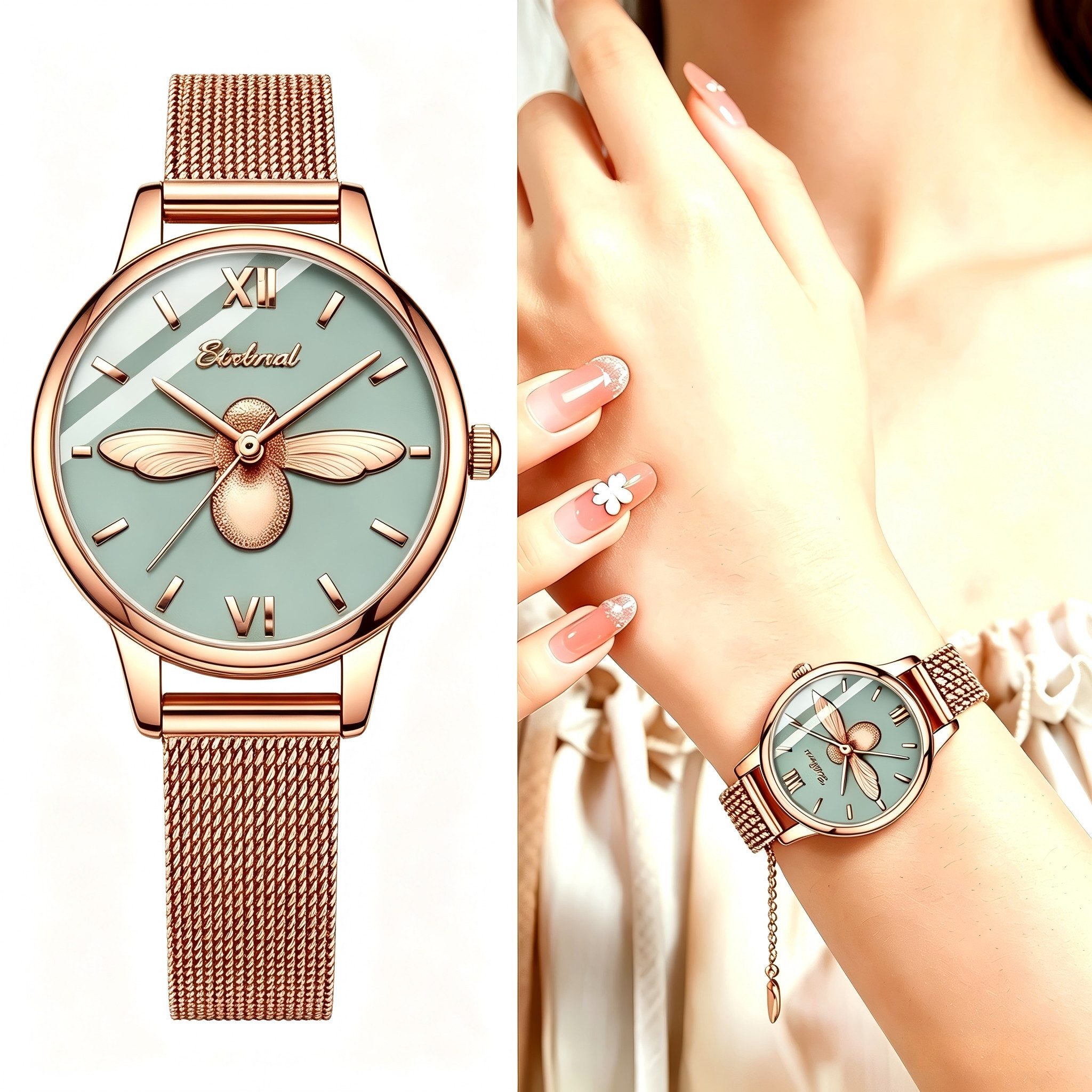 Forrlite Quarzuhr Armbanduhr Edelstahl Damen Uhr, Damen Armbanduhr, Elegante Quarzuhr, (Edelstahl Armbanduhr, Chronograph Damenuhr, Geschenkebox, Wasserdicht & Mesh-Armband), Büro und als Geschenk