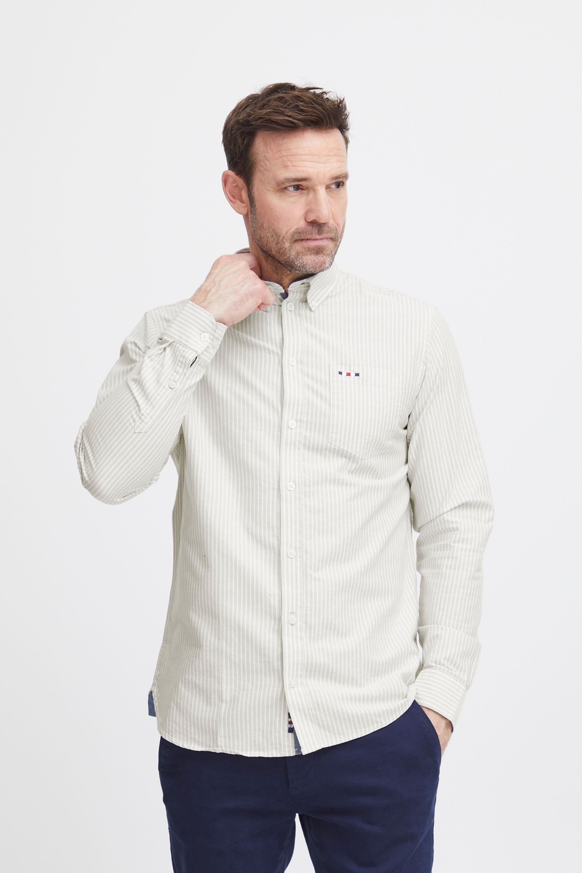 FQ1924 Langarmhemd FQSteven stripe oxford LS shirt Gestreiftes Oxford-Hemd mit Brusttasche