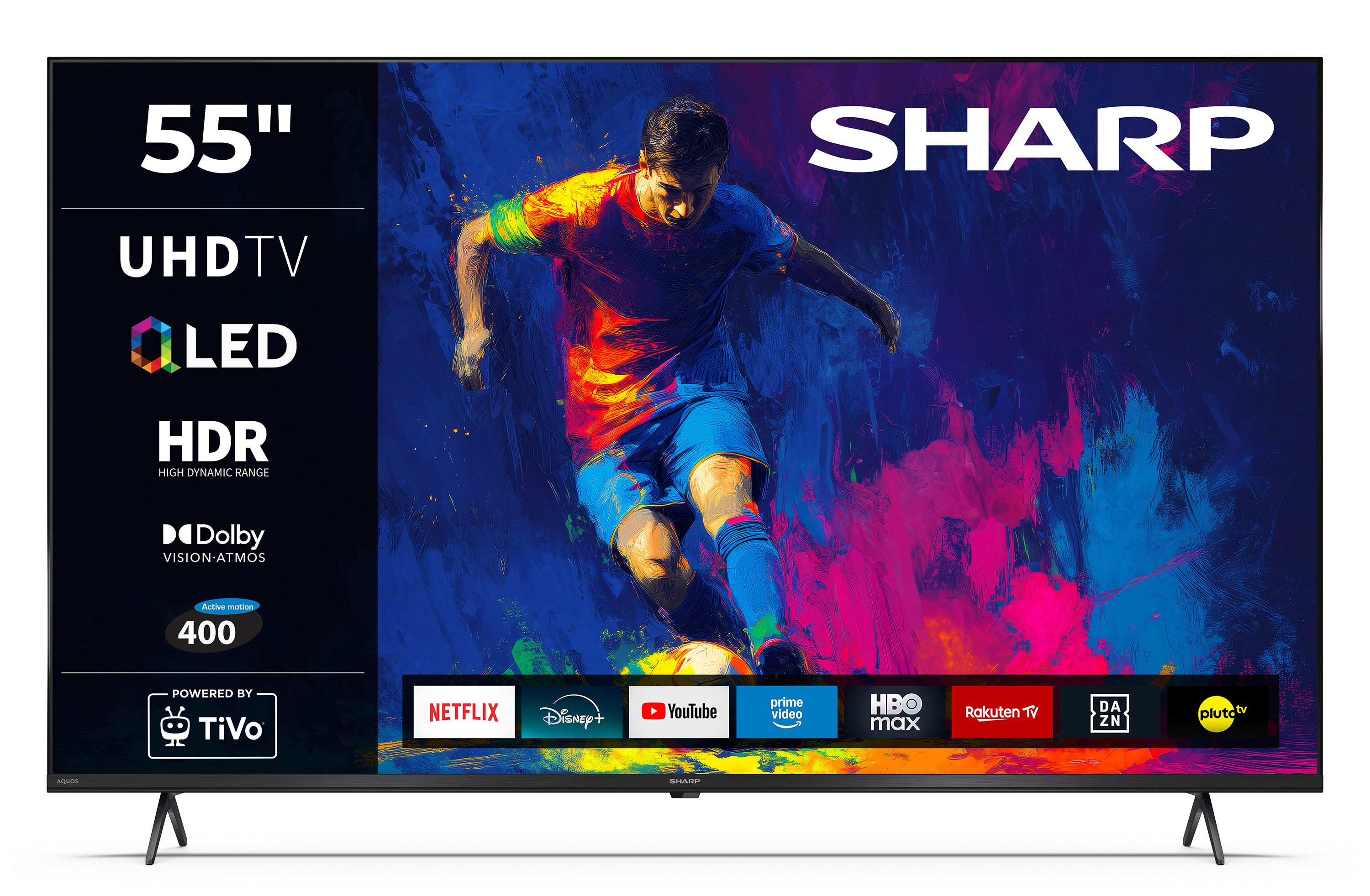 Sharp 55HM5745E QLED-Fernseher (139 cm/55 Zoll, 4K Ultra HD, Smart TV powered by TiVo, Smart TV powered by TiVo, HDR Dolby Vision & Atmos, Triple-Tuner)