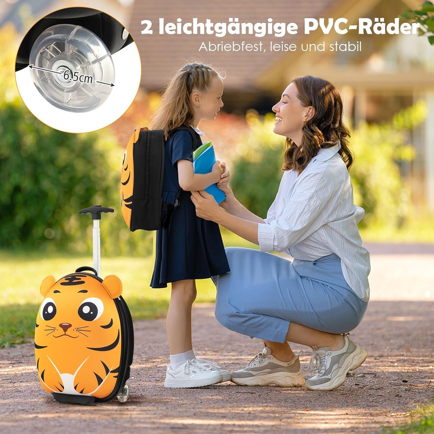 Rucksack, Kinderkoffer Reisekoffer Trolley KOMFOTTEU mit gelb Kinder