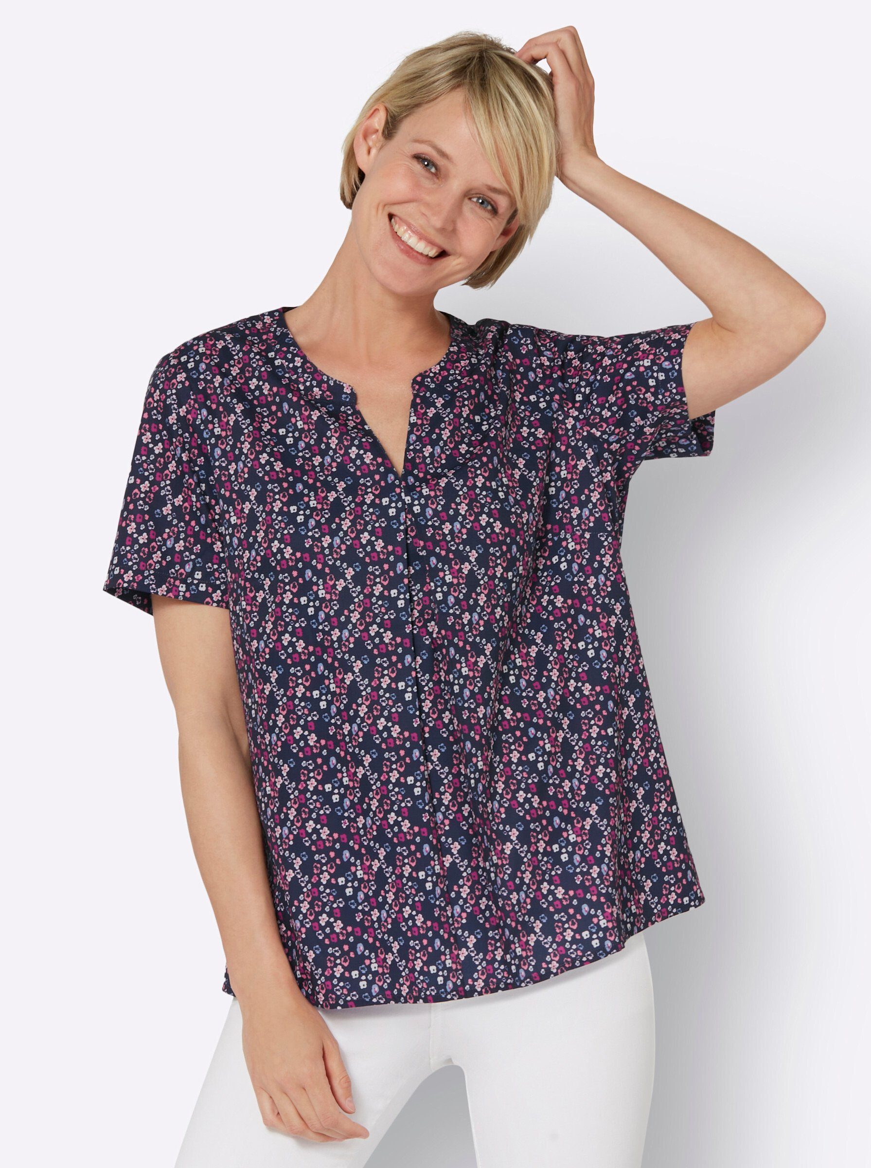 Sieh an! Klassische Bluse Schlupfbluse Kurzarm günstig online kaufen