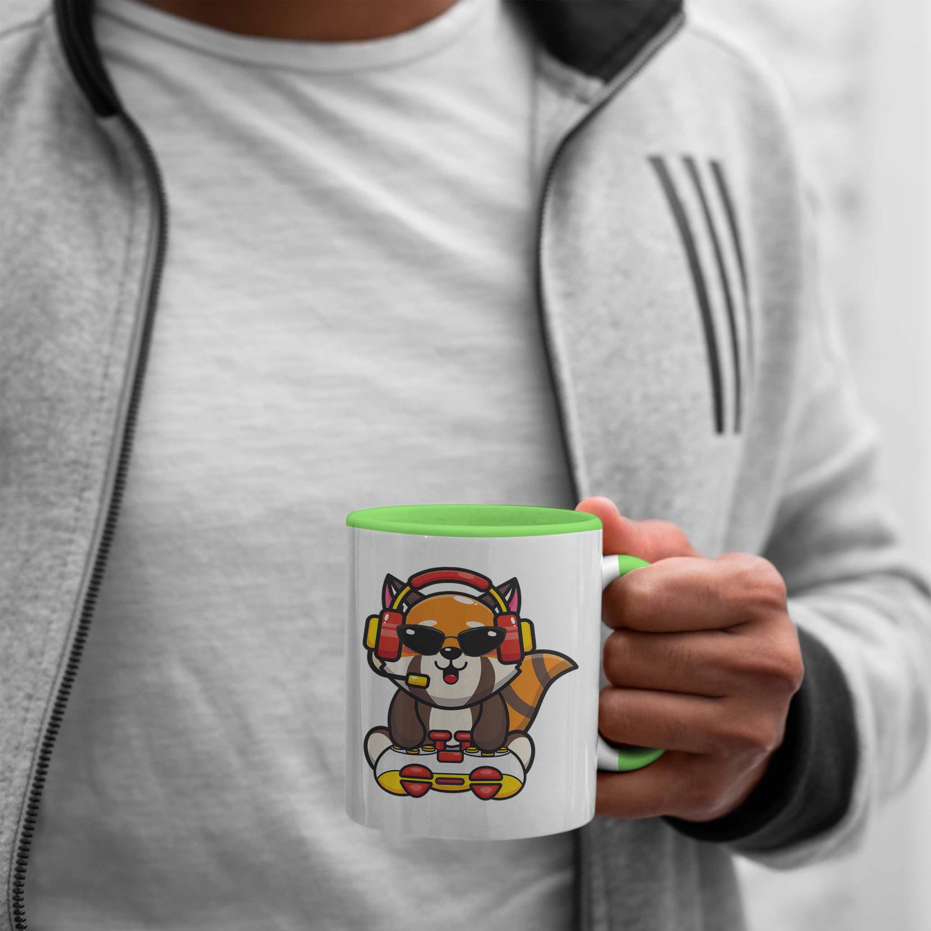Trendation Tasse Trendation für - Gamer Tasse Gaming Gaming Geschenkidee Jungs Lustige Mädchen Grafik Kinder Panda Jungen Grün