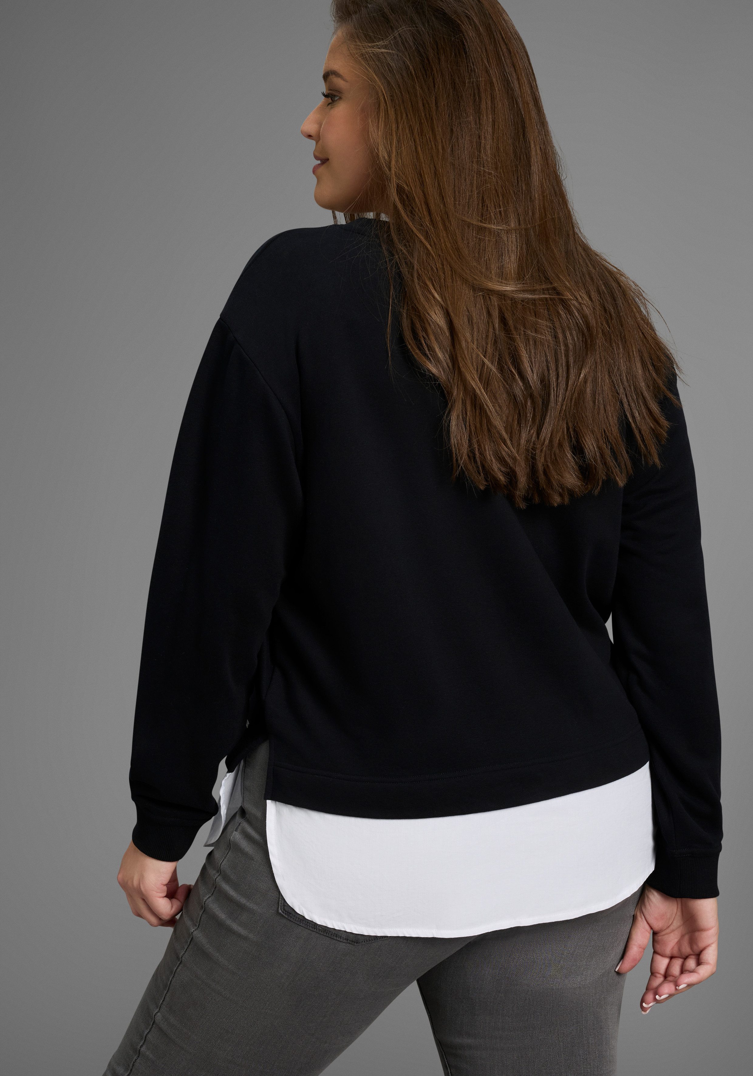 Laura Scott CURVE Sweatshirt mit gepflegtem Bluseneinsatz - GROSSE GRÖSSE günstig online kaufen