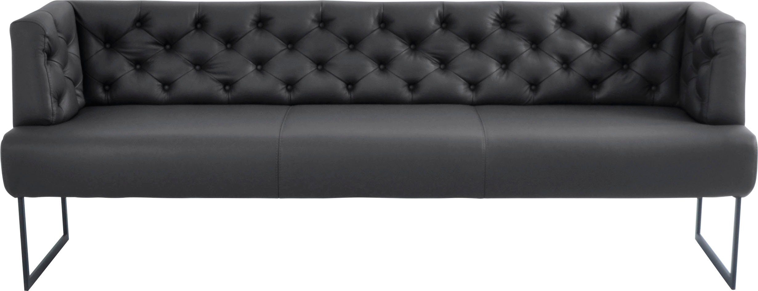 mit Komfort K+W nero Polsterbank modernen Wohnen im Creso, & Chesterfield-Look, Kufenfüßen schwarzen