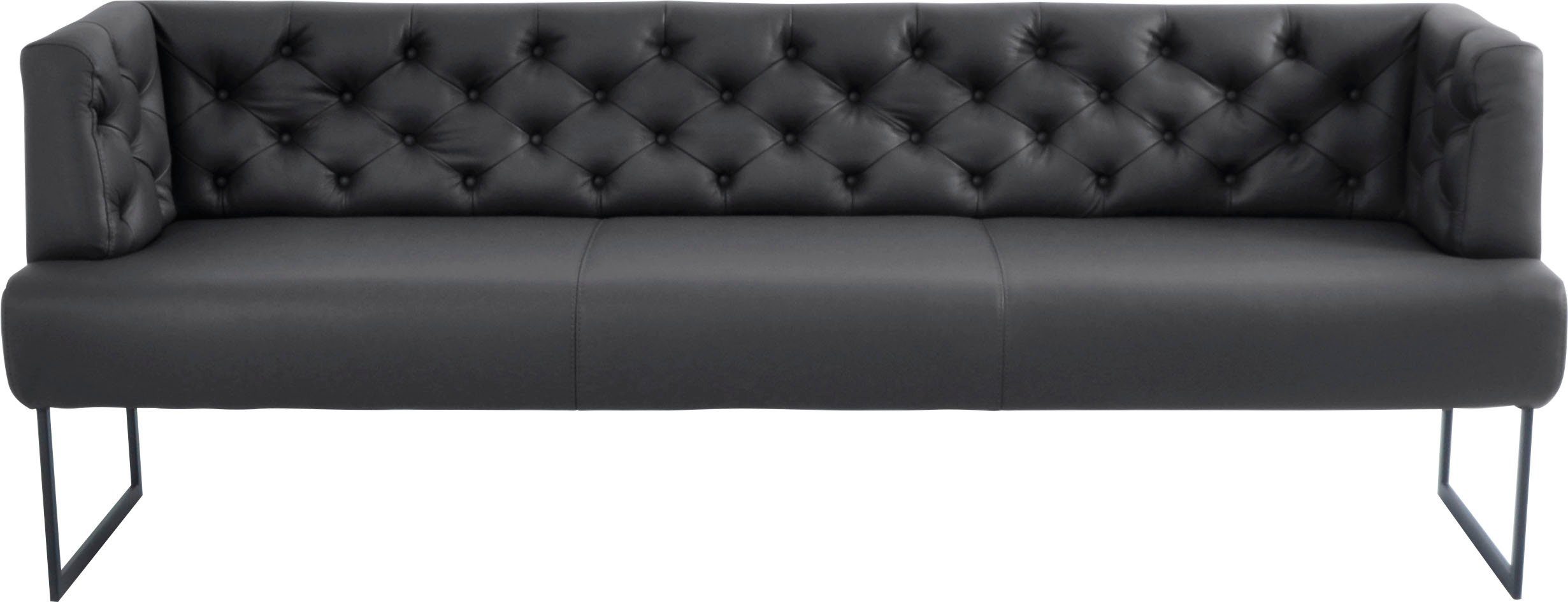 K+W Komfort & Wohnen Polsterbank Creso, im modernen Chesterfield-Look, mit schwarzen Kufenfüßen
