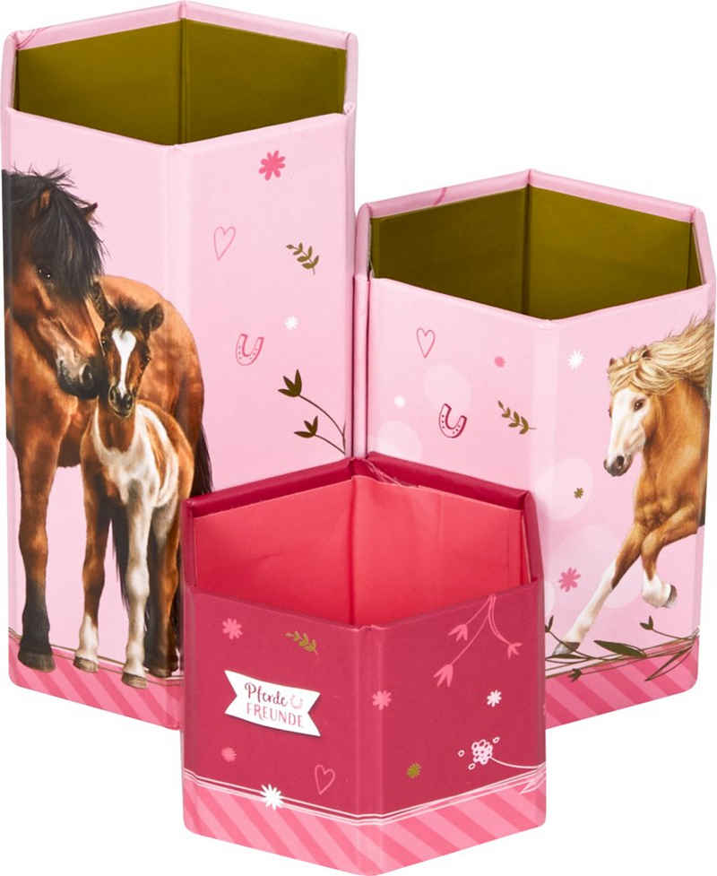 COPPENRATH DIE SPIEGELBURG Aufbewahrungsbox Stifteköcher Schreibtisch Kinder Pferdefreunde Pferde Organizer (Set, 1 St., 1), aus laminierter Pappe