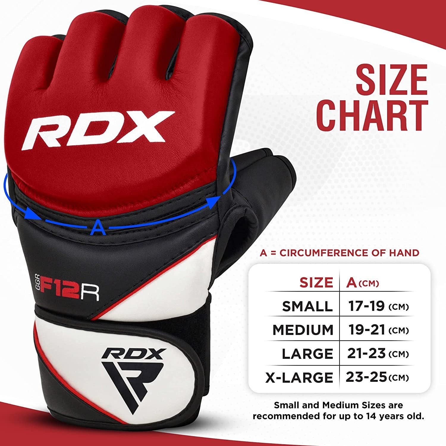 RDX Sports Professionelle RDX Red MMA-Handschuhe MMA MMA Gloves Handschuhe, Kampfsport Boxsack