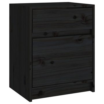 vidaXL Nachttisch Nachtschrank Schwarz 40x31x50 cm Massivholz Kiefer (1-St)