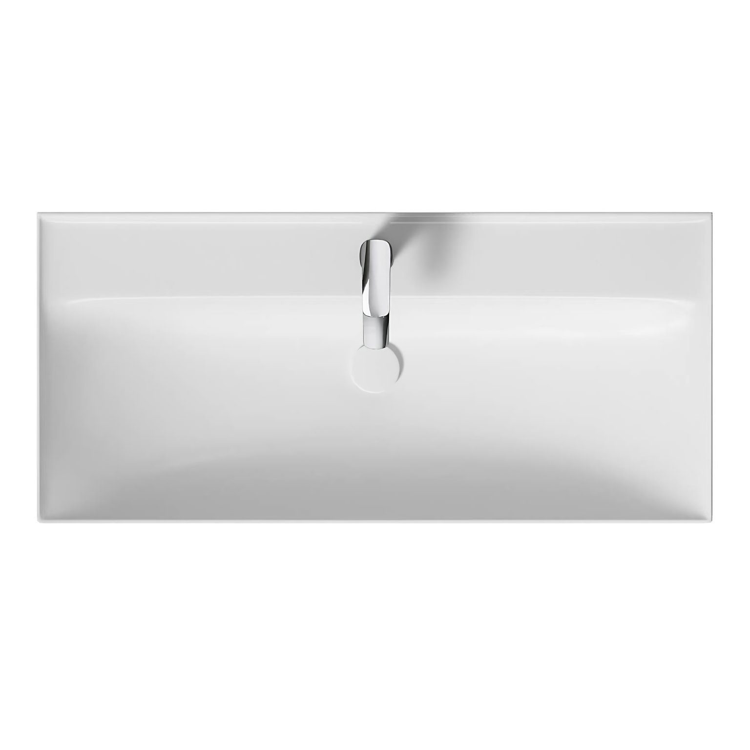 Badezimmerschrank Silber Waschbeckenunterschrank mit Keramikwaschbecken Badmöbel KOLMAN LARGA Schubladen & 100 Set