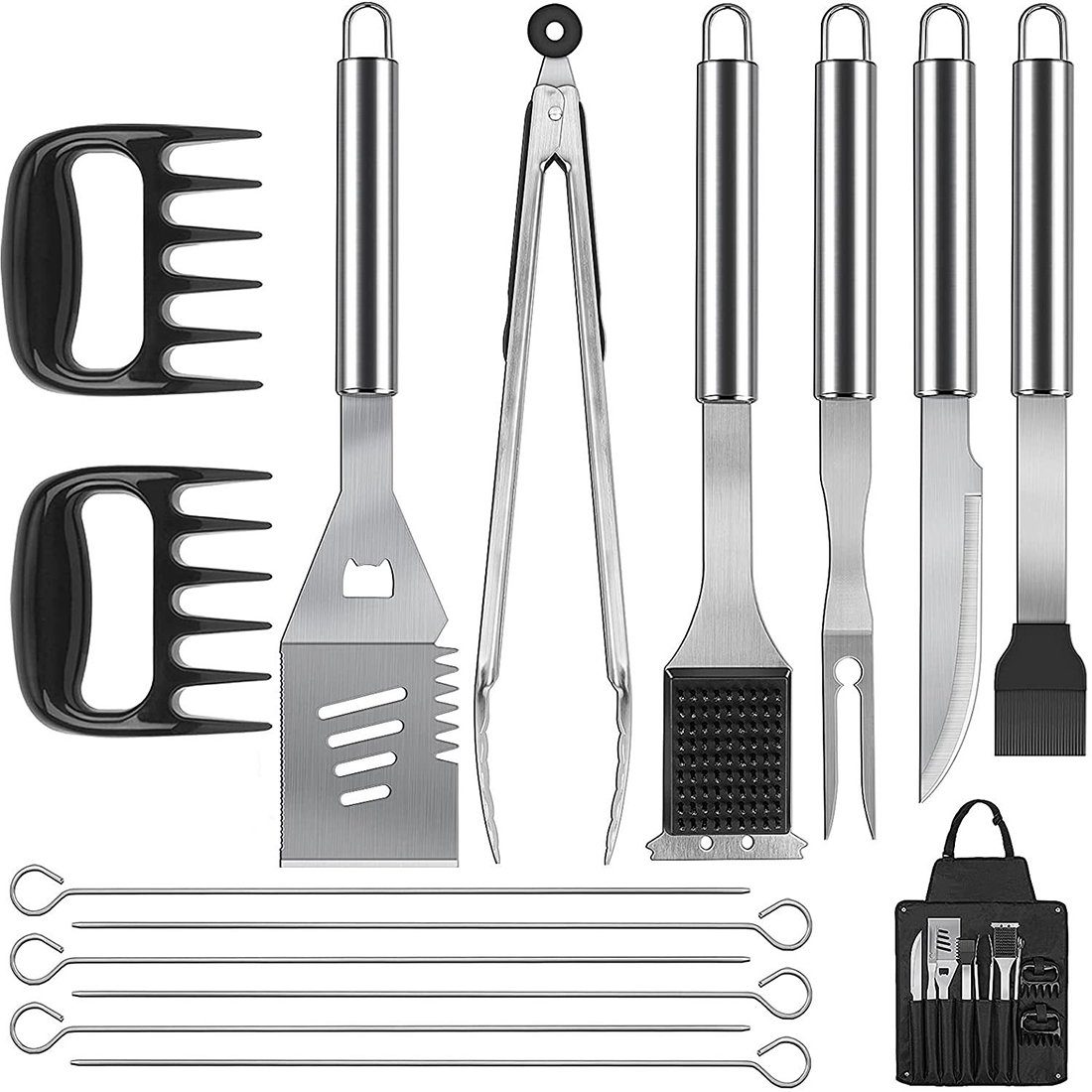 Haiaveng Grillbesteck-Set 14PC Edelstahl Grillbesteck-Set, BBQ Grillwerkzeug, Professionelle Grill Bestecksets in Tragetasche