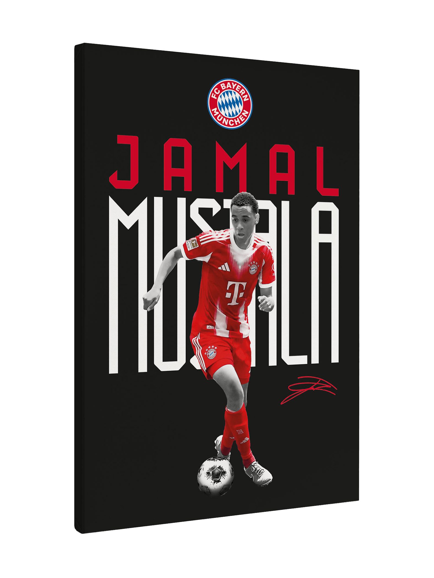 K&L Wall Art Bilder-Collage FC Bayern München I Leinwand Musiala 40x60 cm I Schwarz