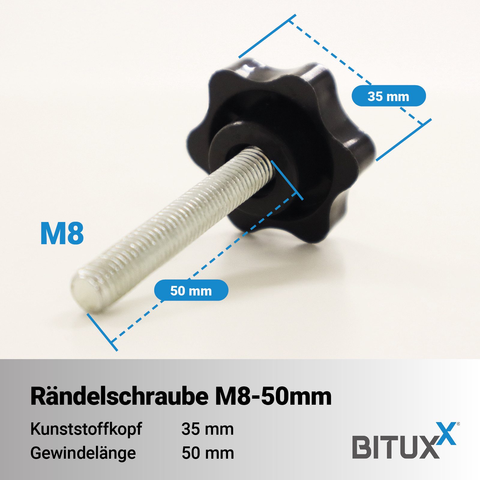 Bituxx Stockschraube 20x M8 - 50 mm, (Spar-Set, 20 St., MS-20067)