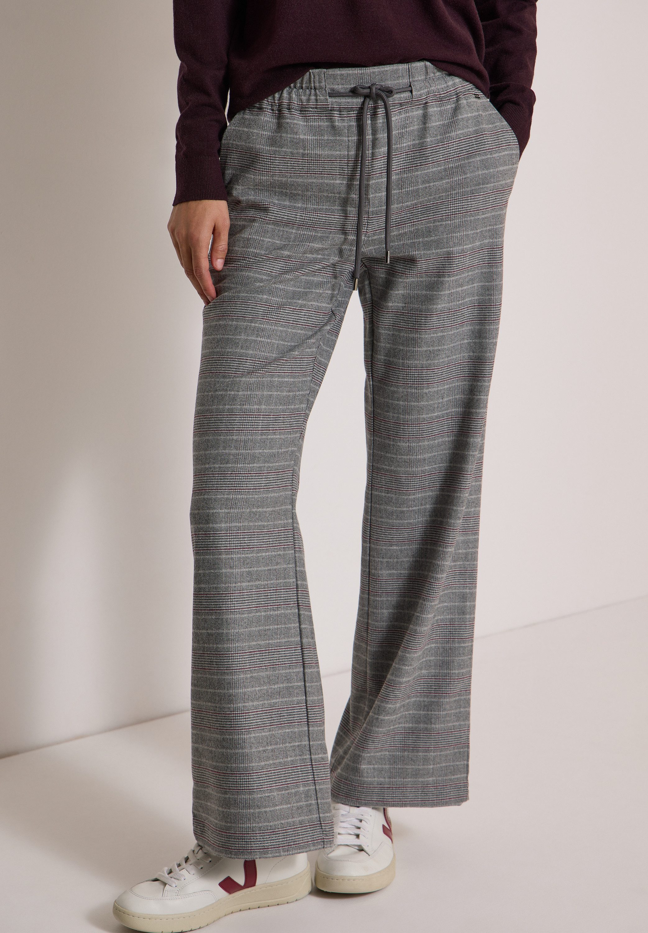 CECIL Stoffhose Style Neele im Loose Fit / kariert / Weites Bein / Elastischer Bund
