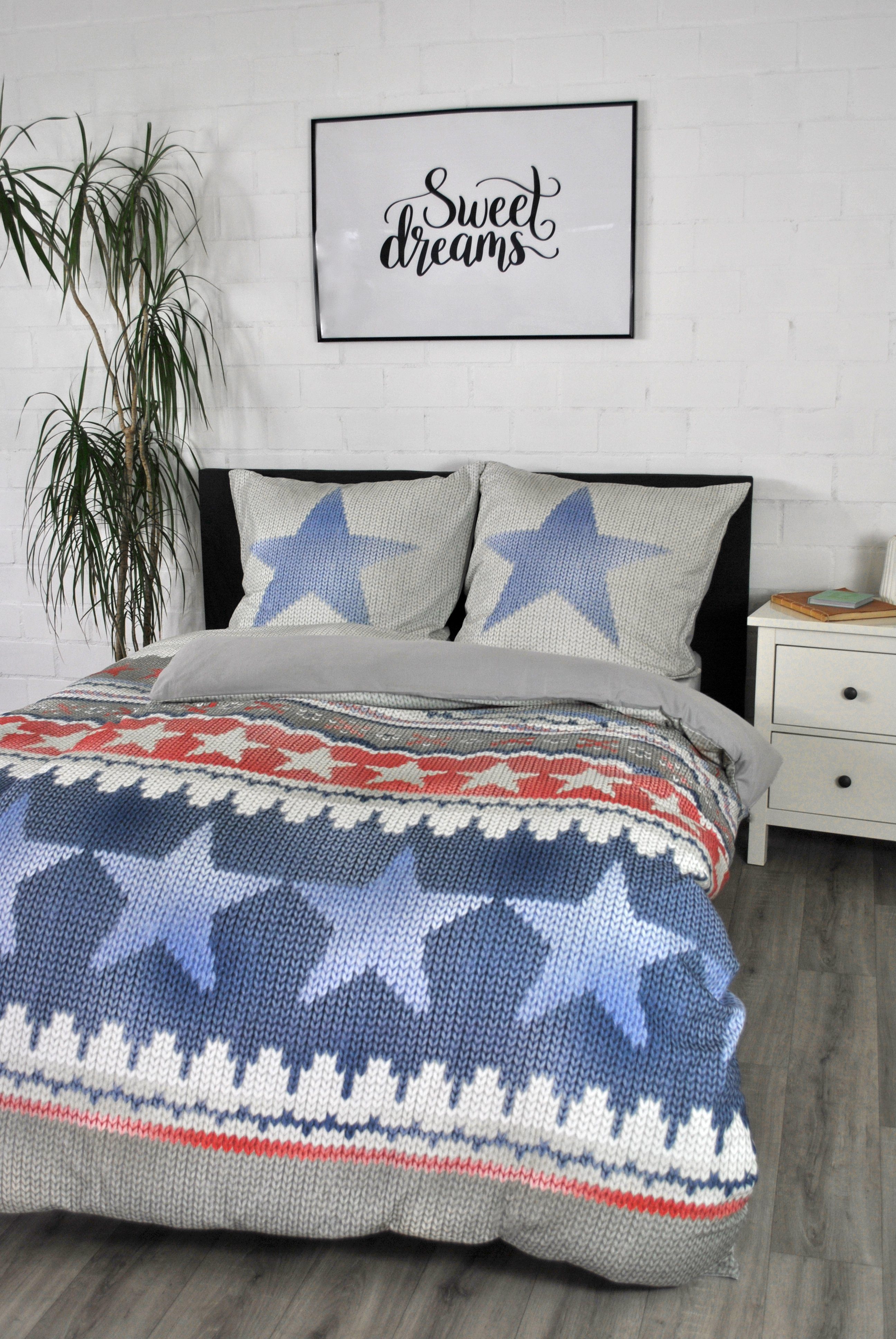 jilda-tex Bettwäsche Blue Stars, Flanell, Edelflanell-Bettwäsche günstig online kaufen