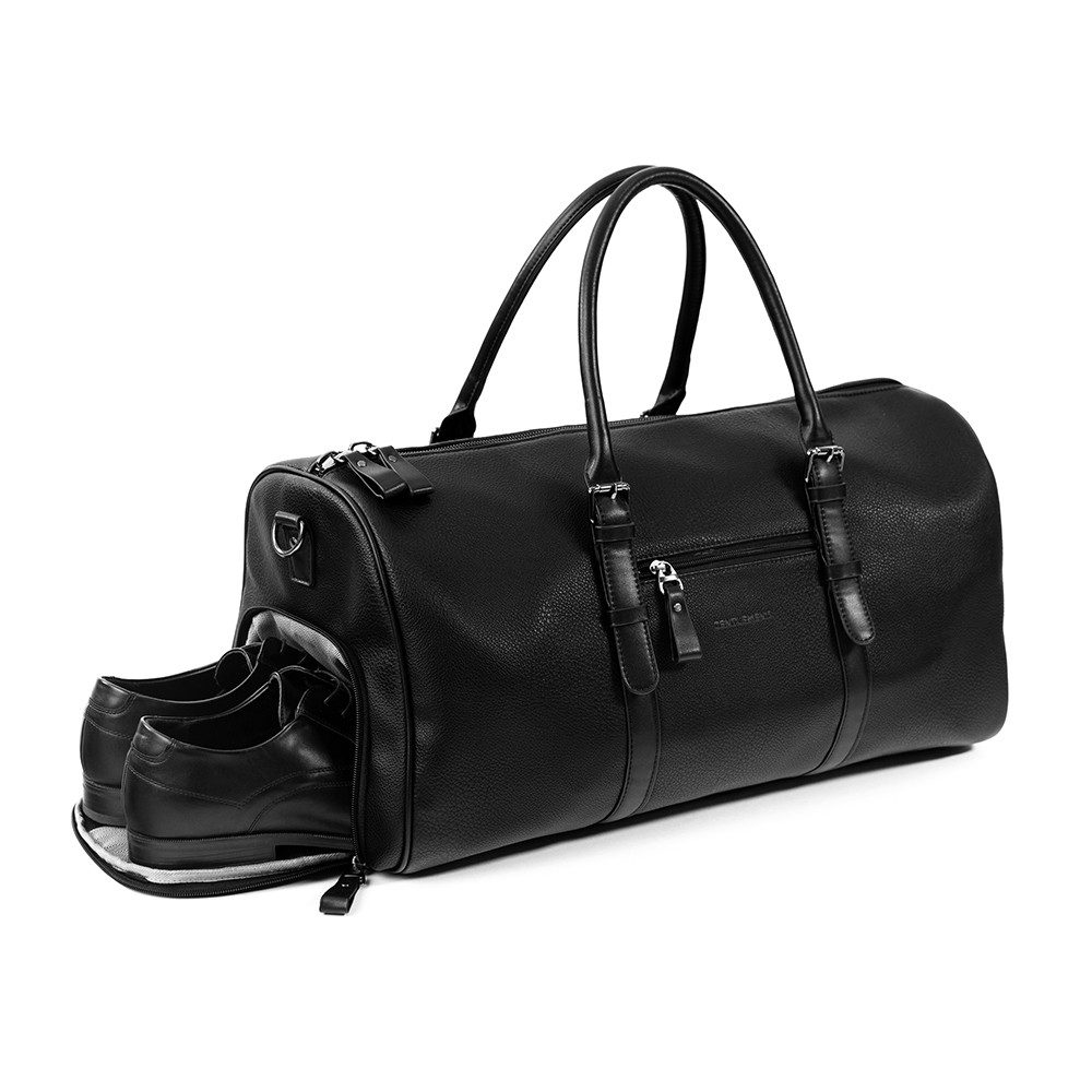 Gentlemen's Weekender - Kunstleder Reisetasche mit separatem Schuhfach, Sporttasche für jeden Anlass - vegan mit Schultergurt und Trackerfach