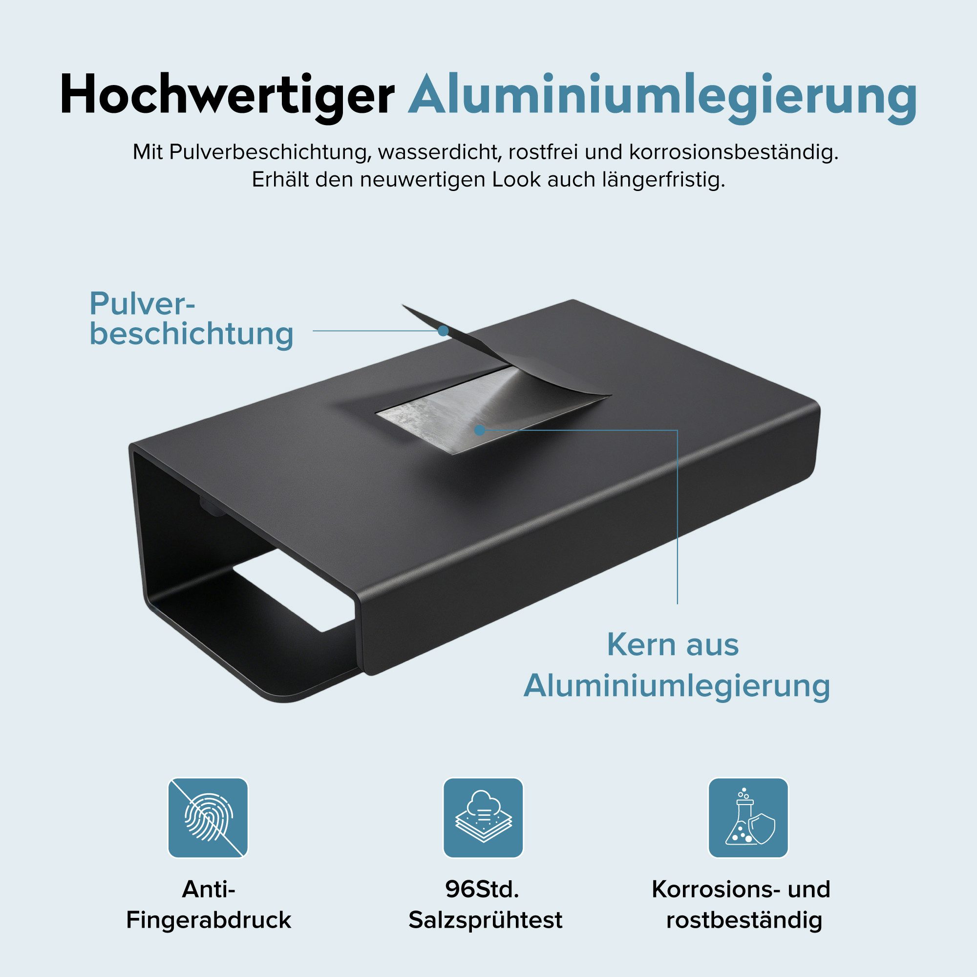 doporro Toilettenpapierhalter Klopapierhalter aus Aluminium mit Ablage L-förmigen Haken Lino-05, pulverbeschichtet, aus Aluminiumlegierung – Bild 3 von 5
