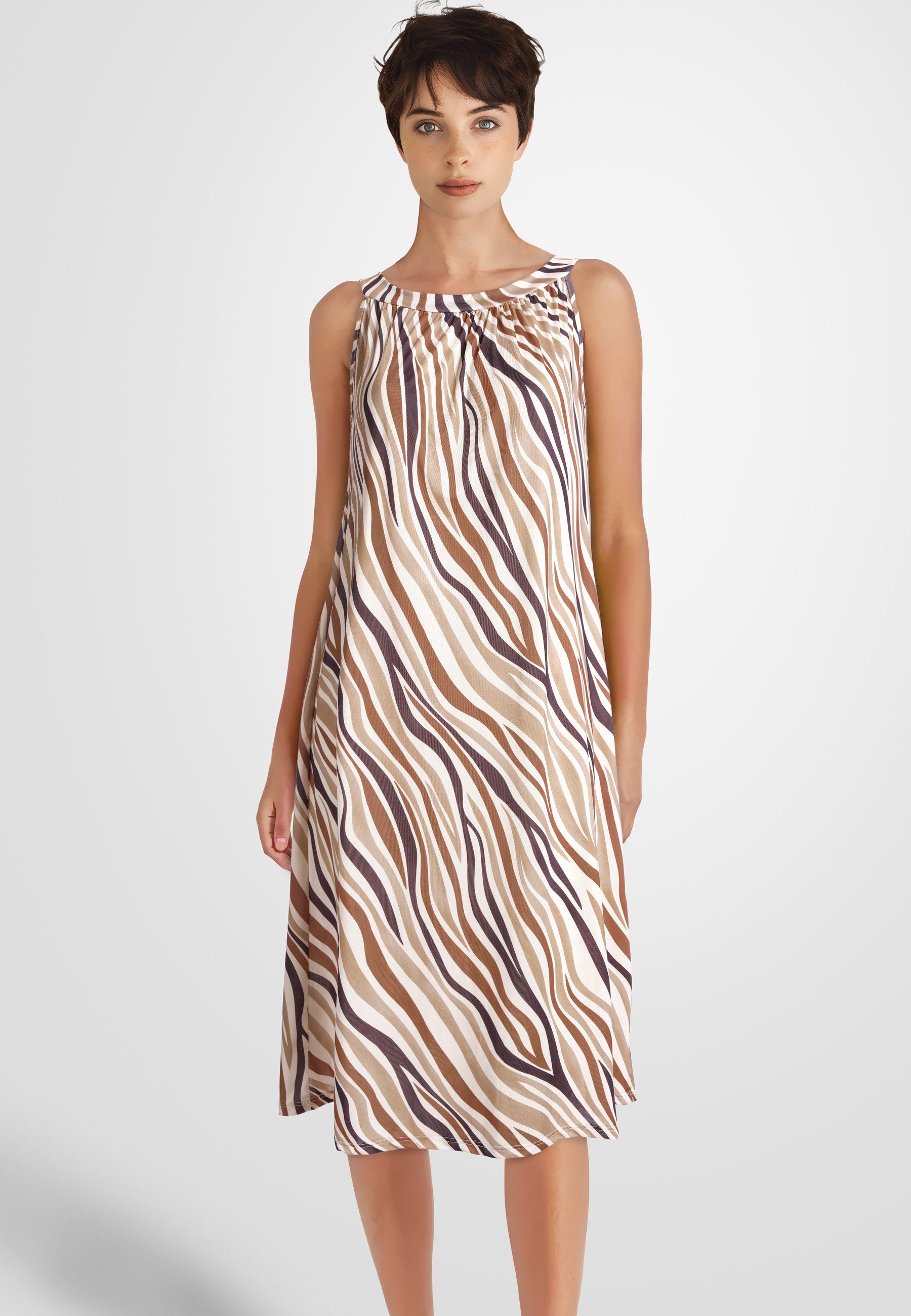 PEKIVESSA Jerseykleid Trägerkleid gemustert ärmellos Sommerkleid günstig online kaufen