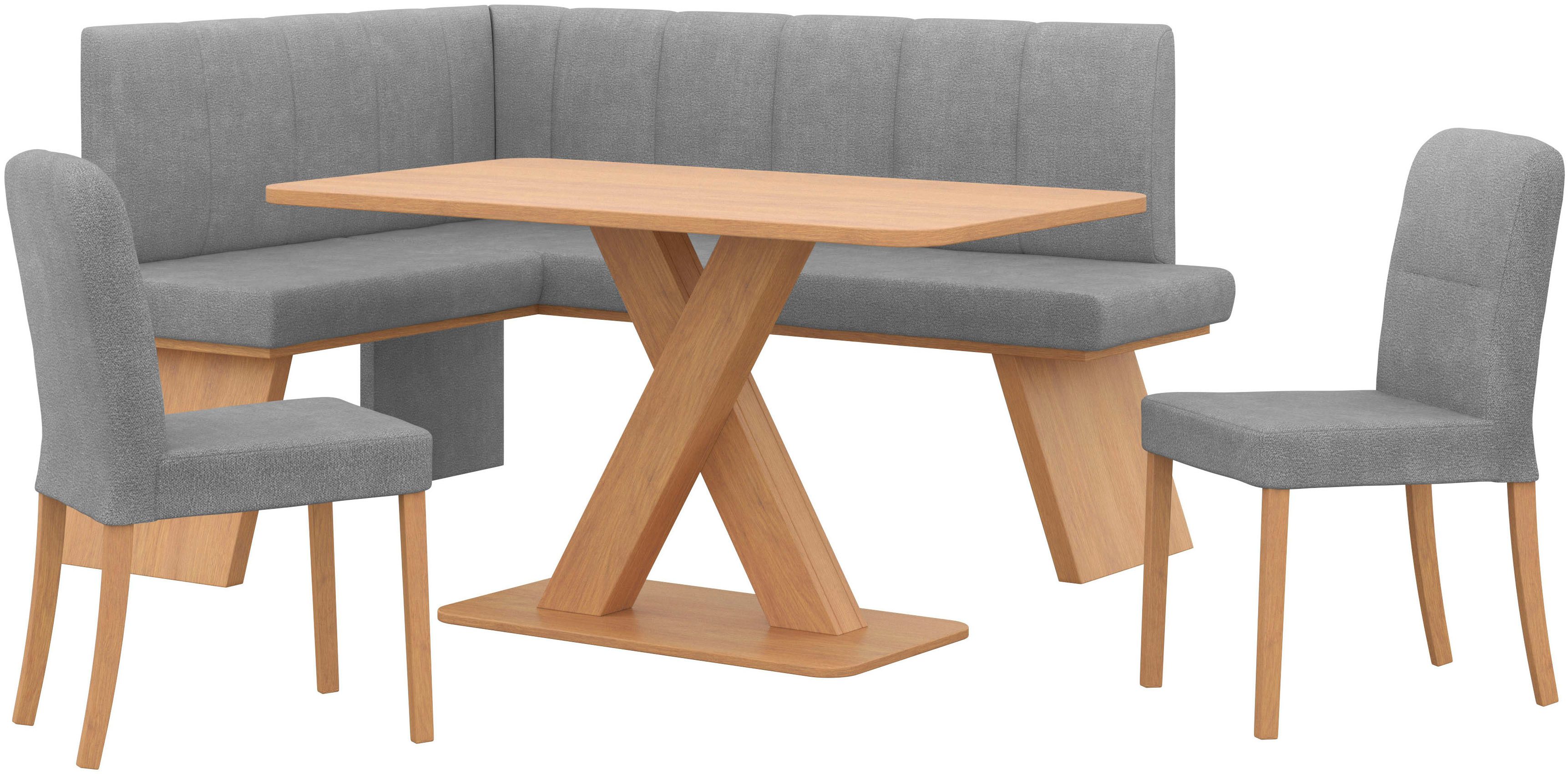 OTTO home Eckbankgruppe Nina, (Set, 4-tlg., 4er), Sitzgruppe Esszimmer Stühle Tisch und Bank bequem gepolstert
