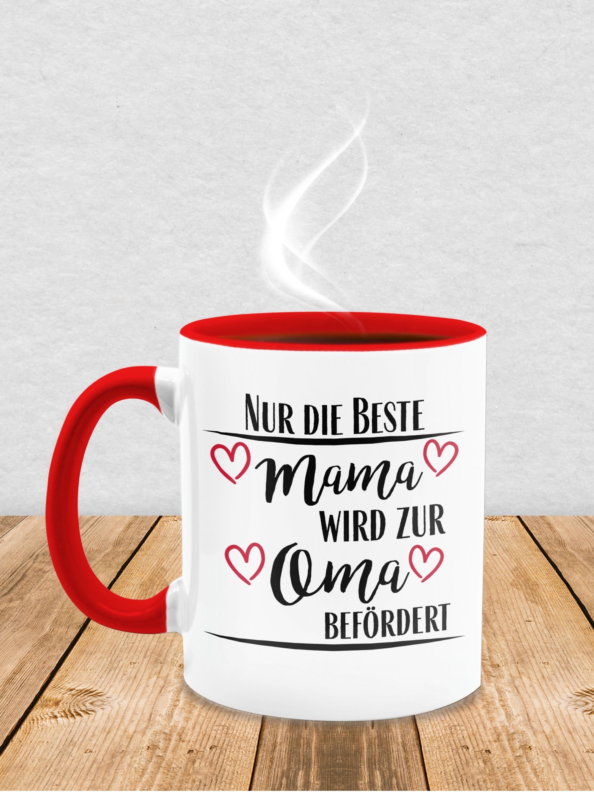 Tasse Oma Omi, Keramik, Großmutter befördert wird Oma Shirtracer Schwangerschaft 2 verkünden - zur Mama Rot Beste