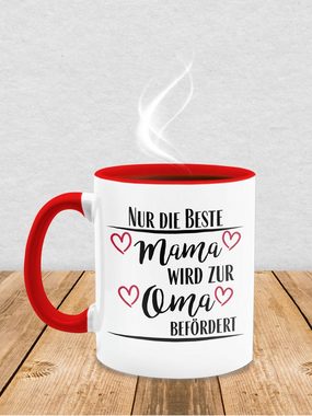 Shirtracer Tasse Beste Mama wird zur Oma befördert - Schwangerschaft verkünden Omi, Keramik, Oma Großmutter