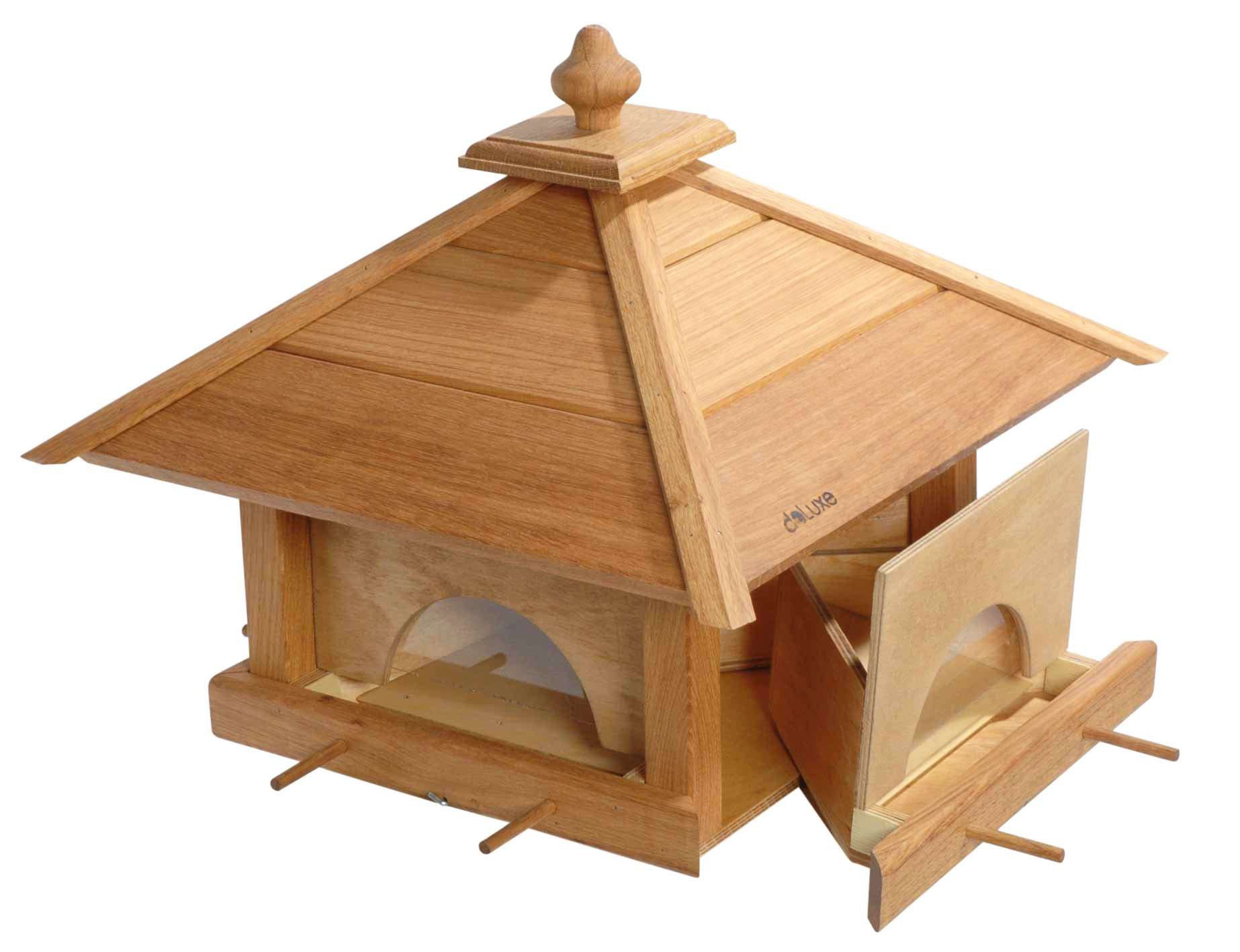LUXUS-VOGELHAUS Futterhaus Vogelhaus "4 Schubladen", Eiche