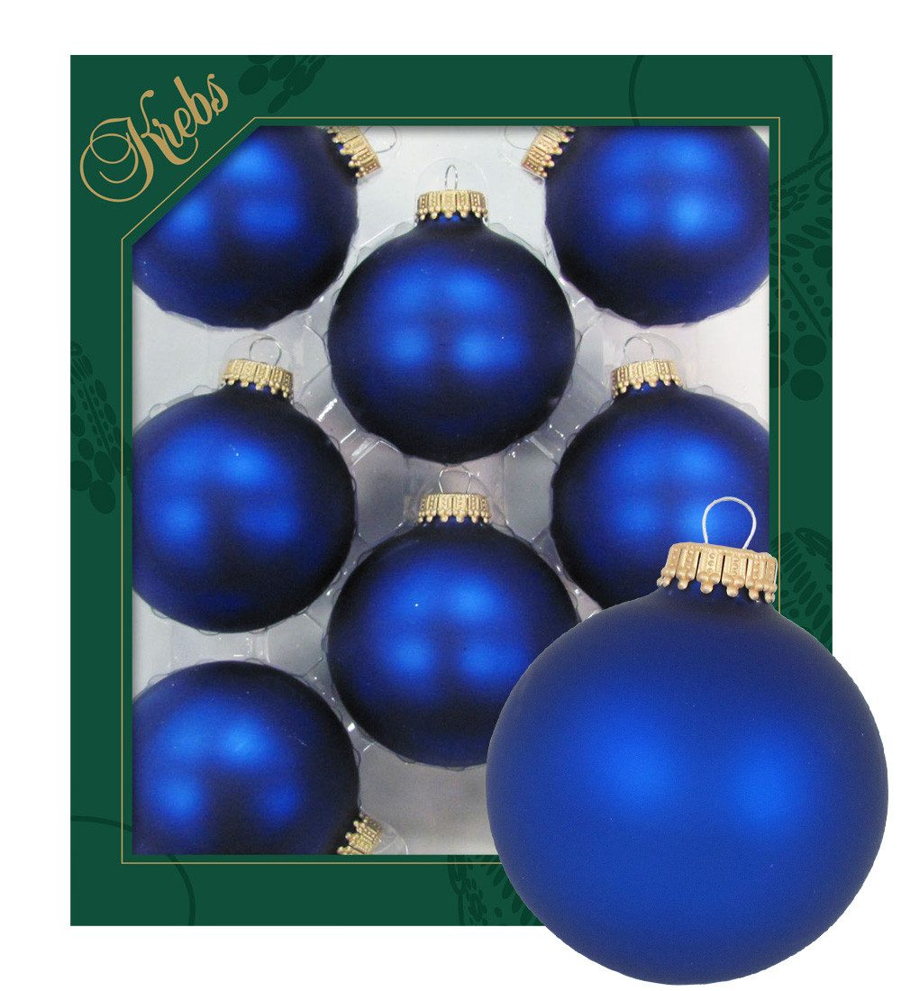 Krebs Glas Lauscha Christbaumschmuck Glaskugel Set - Königsblau Matt - 8 St günstig online kaufen