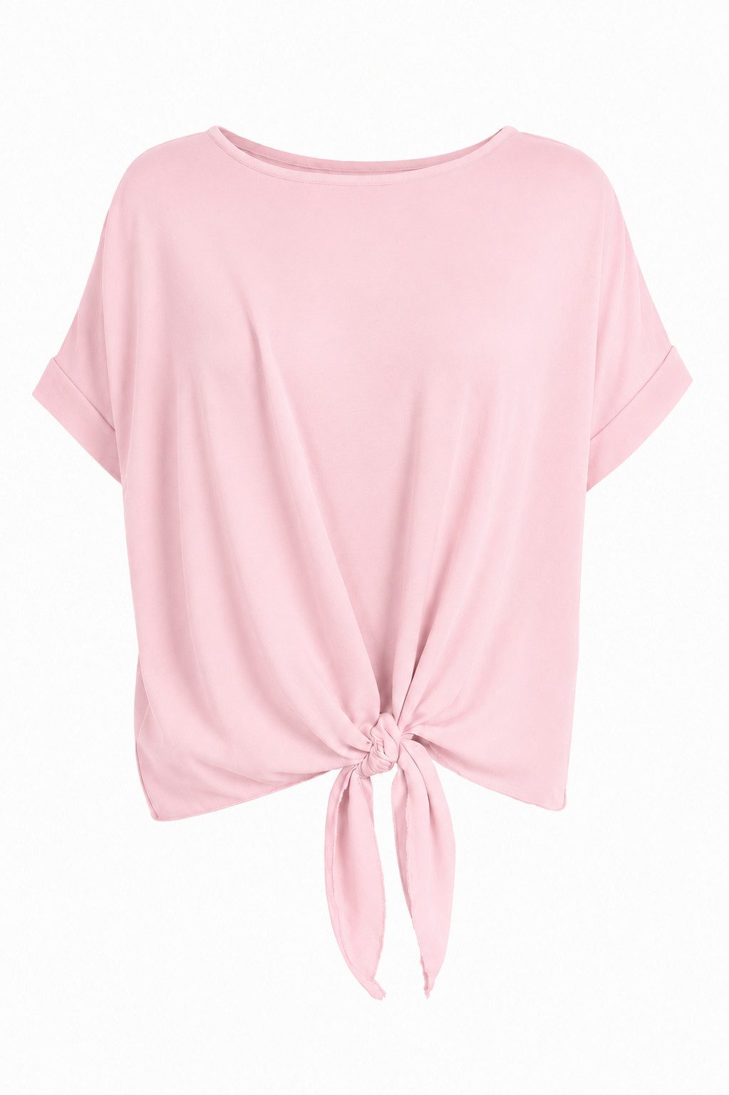 ITALY VIBES Kurzarmbluse - sommerliche Bluse - Blusenshirt Damen mit Knotendetail ONE SIZE / passend für Größe S - L