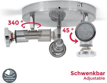 B.K.Licht LED Deckenspot Aurel, Leuchtmittel wechselbar, Warmweiß, LED Deckenstrahler Badlampe IP44 Badezimmer Deckenleuchte Lampe GU10