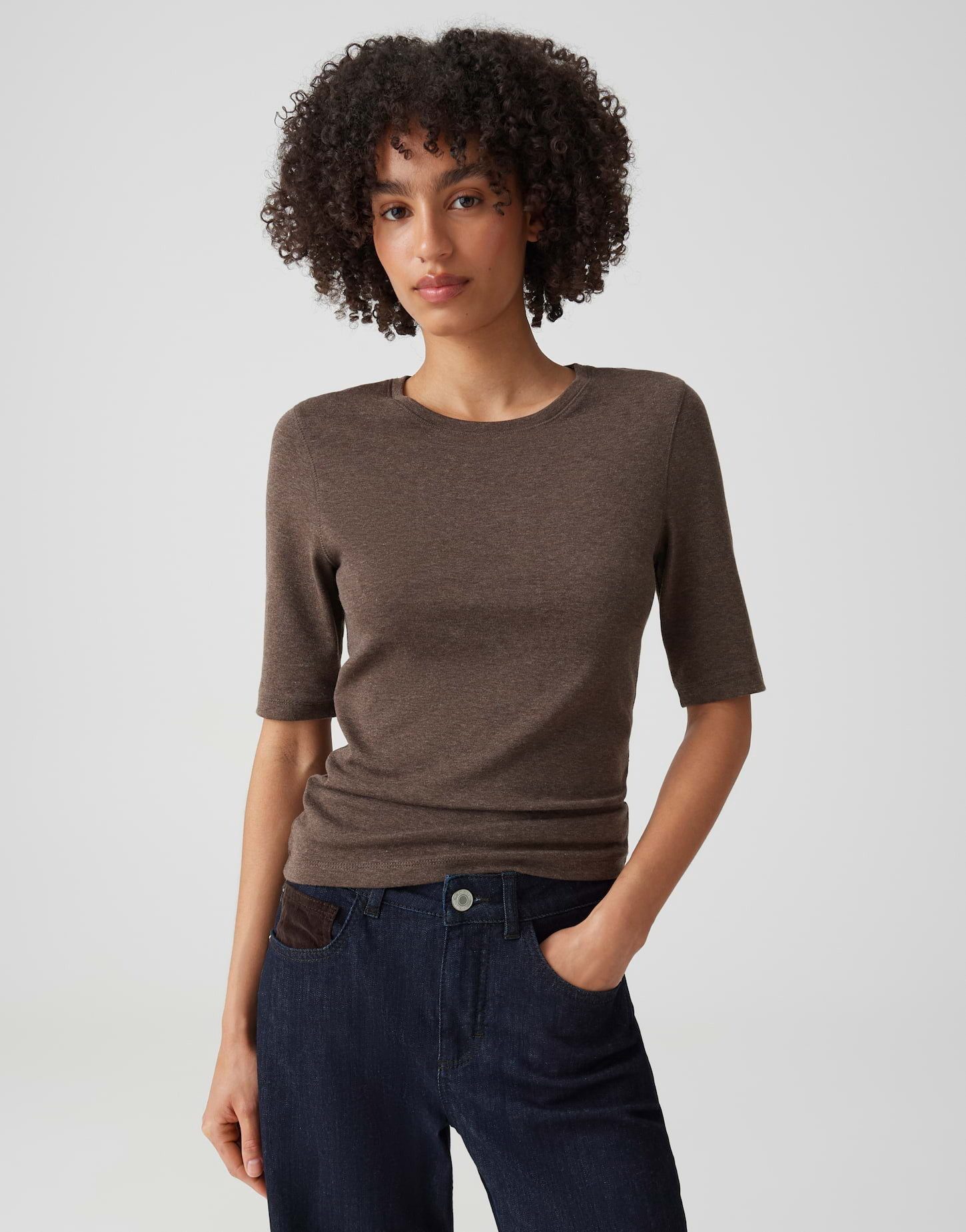 Opus 3/4-Arm-Shirt mit feiner Mélange Slim Fit Vielseitig kombinierbar für casual Looks