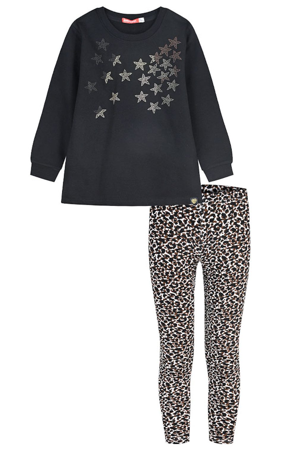 ENERGIERS Langarmshirt & Leggings ENERGIERS Set Langarmshirt Sterne u. Leggings Leo schwarz (2-tlg)